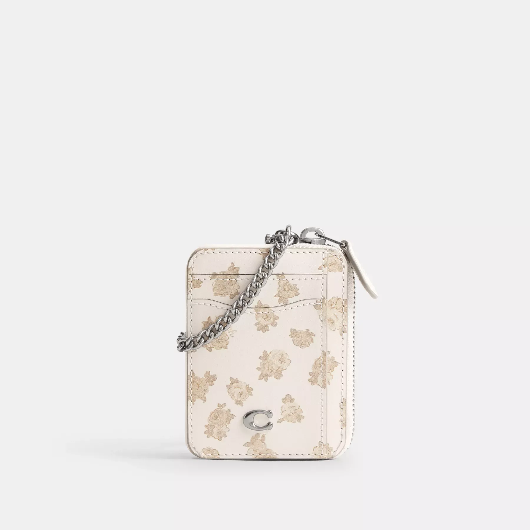 Essential Chain Card Case With Floral Print Chalk Multi