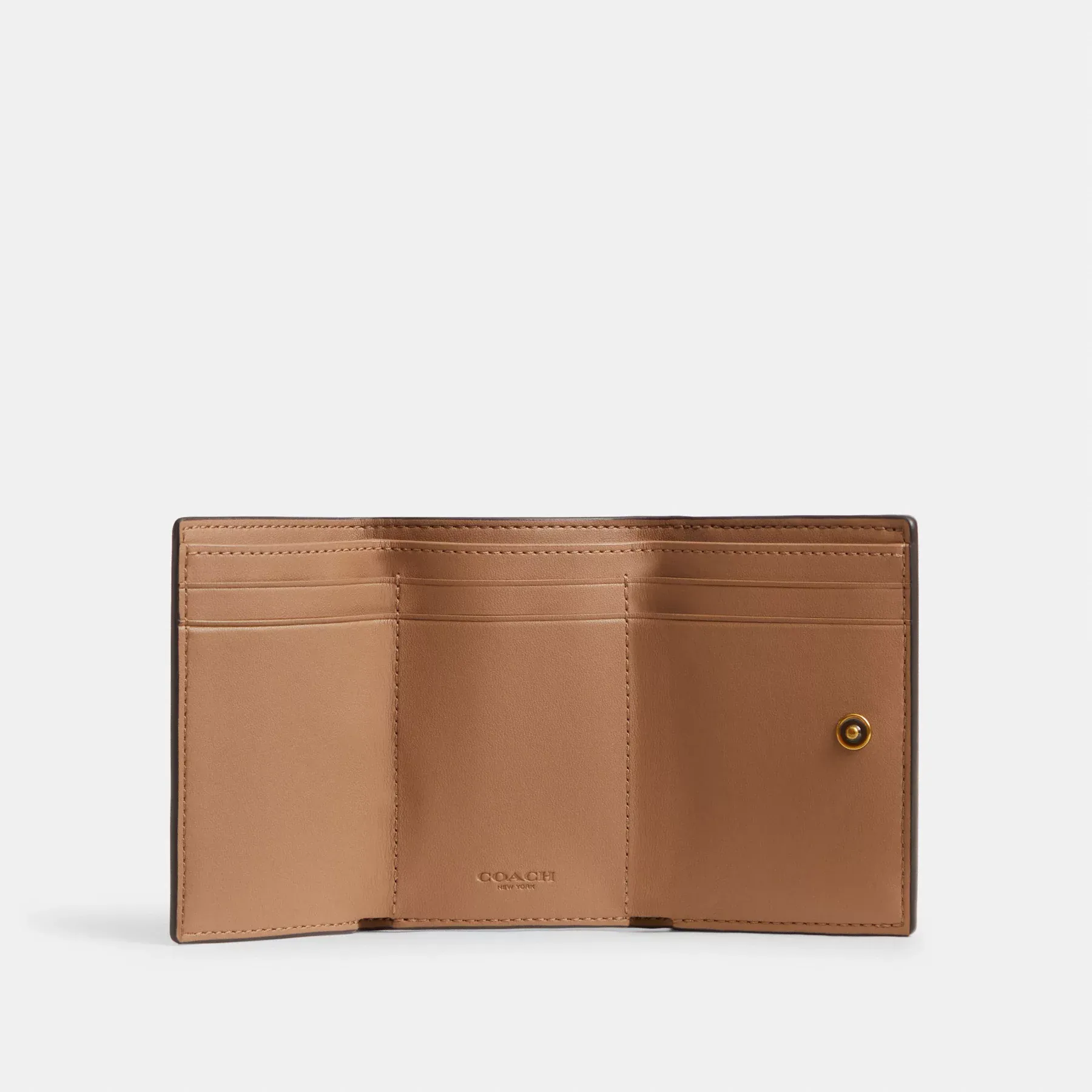 Essential Mini Trifold Wallet With Horse And Carriage Print Chalk Taupe