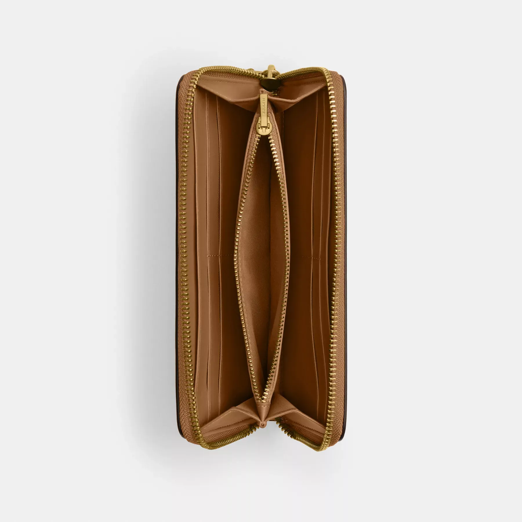 Essential Slim Accordion Zip Wallet Honey Brown