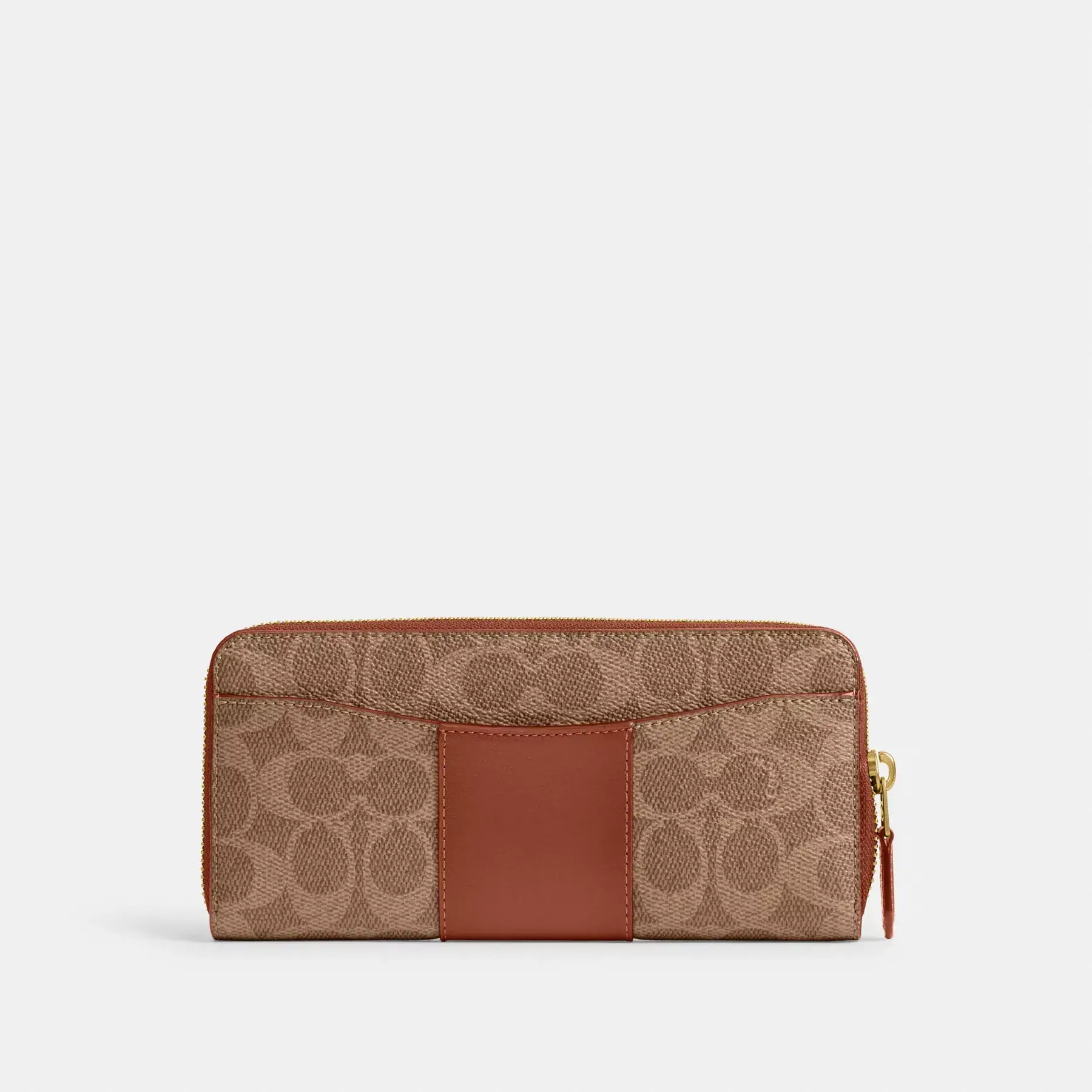 Essential Slim Accordion Zip Wallet In Signature Canvas Tan Caramel