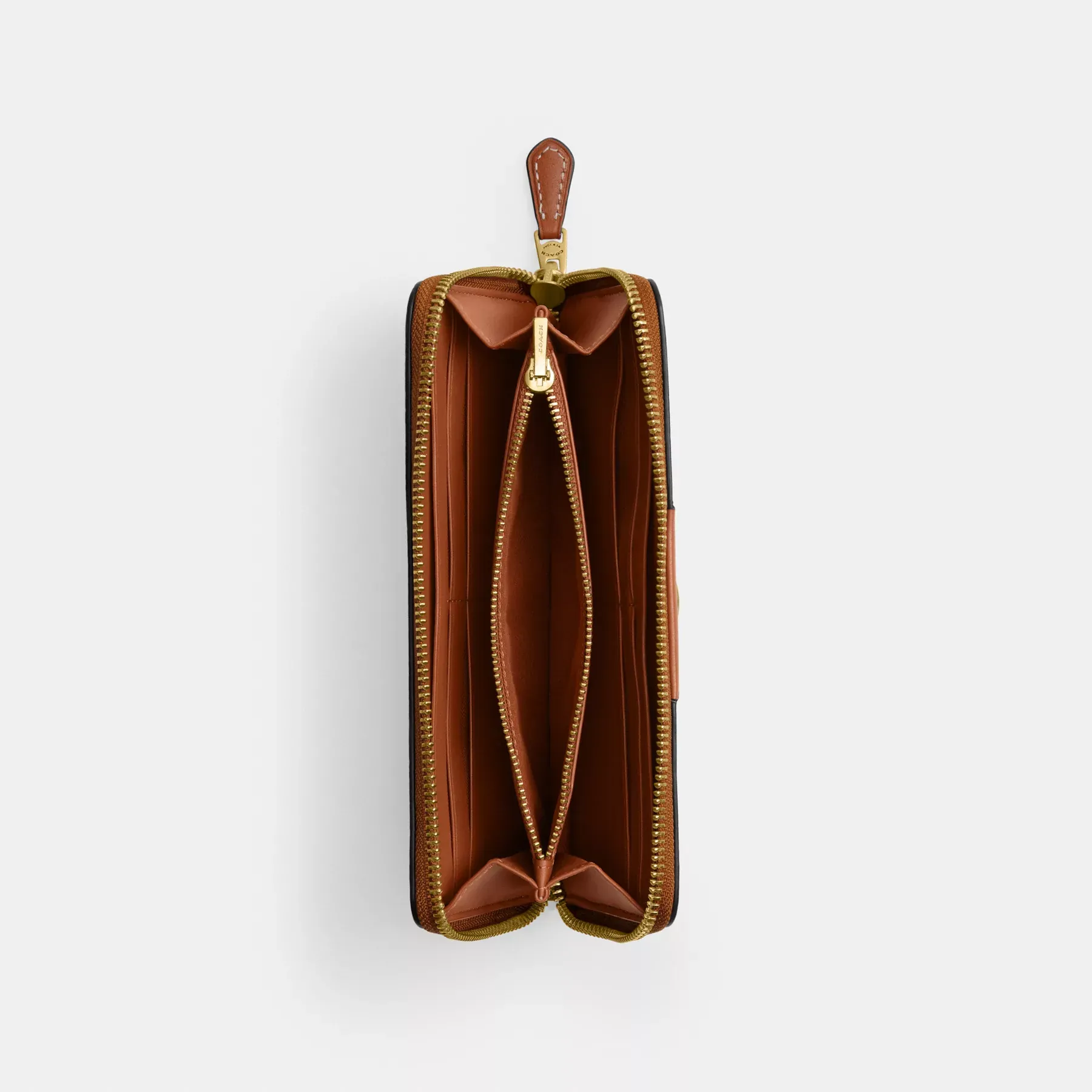 Essential Slim Accordion Zip Wallet With Horse And Carriage Print Black Brown