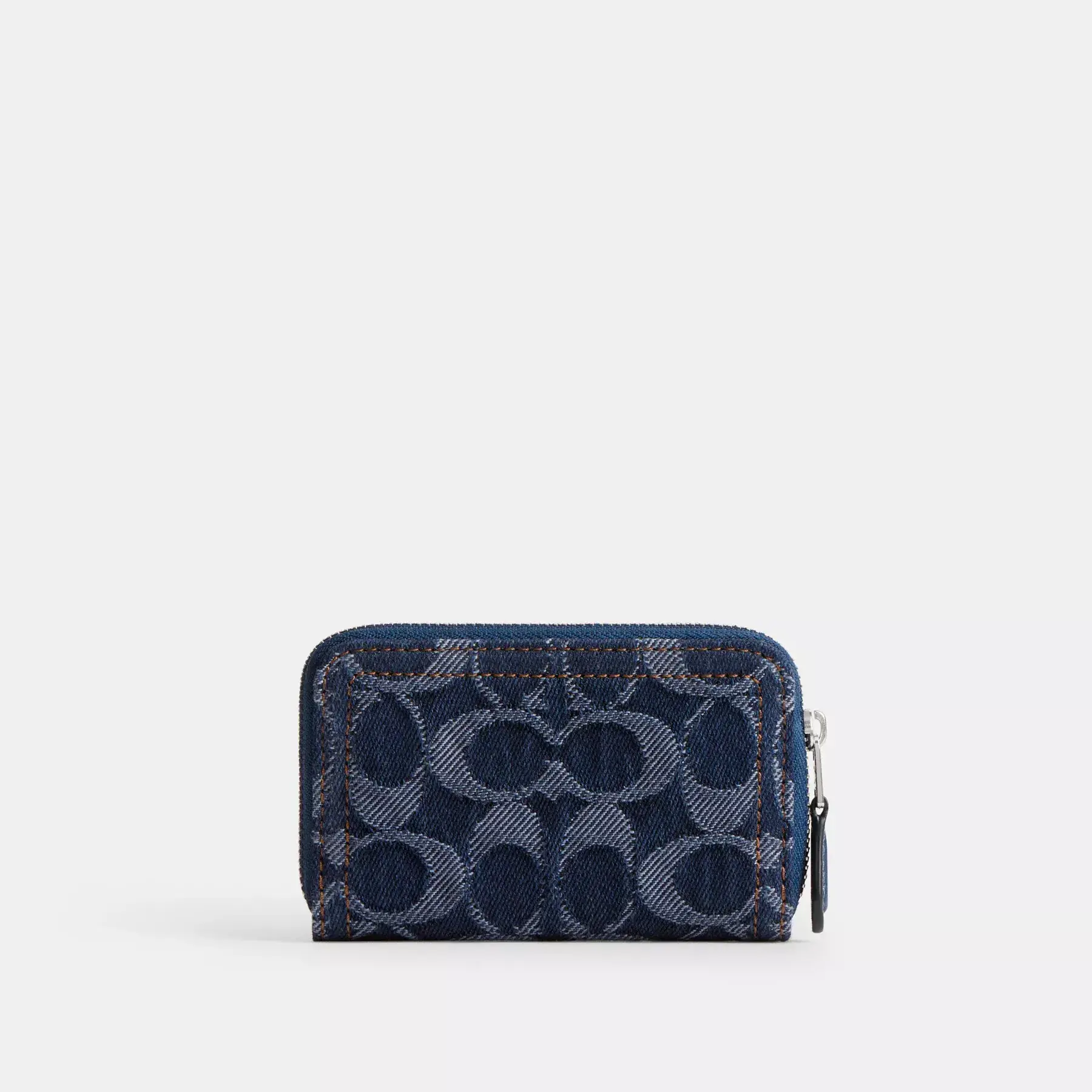 Essential Small Zip Around Card Case In Signature Denim Deep Blue Multi
