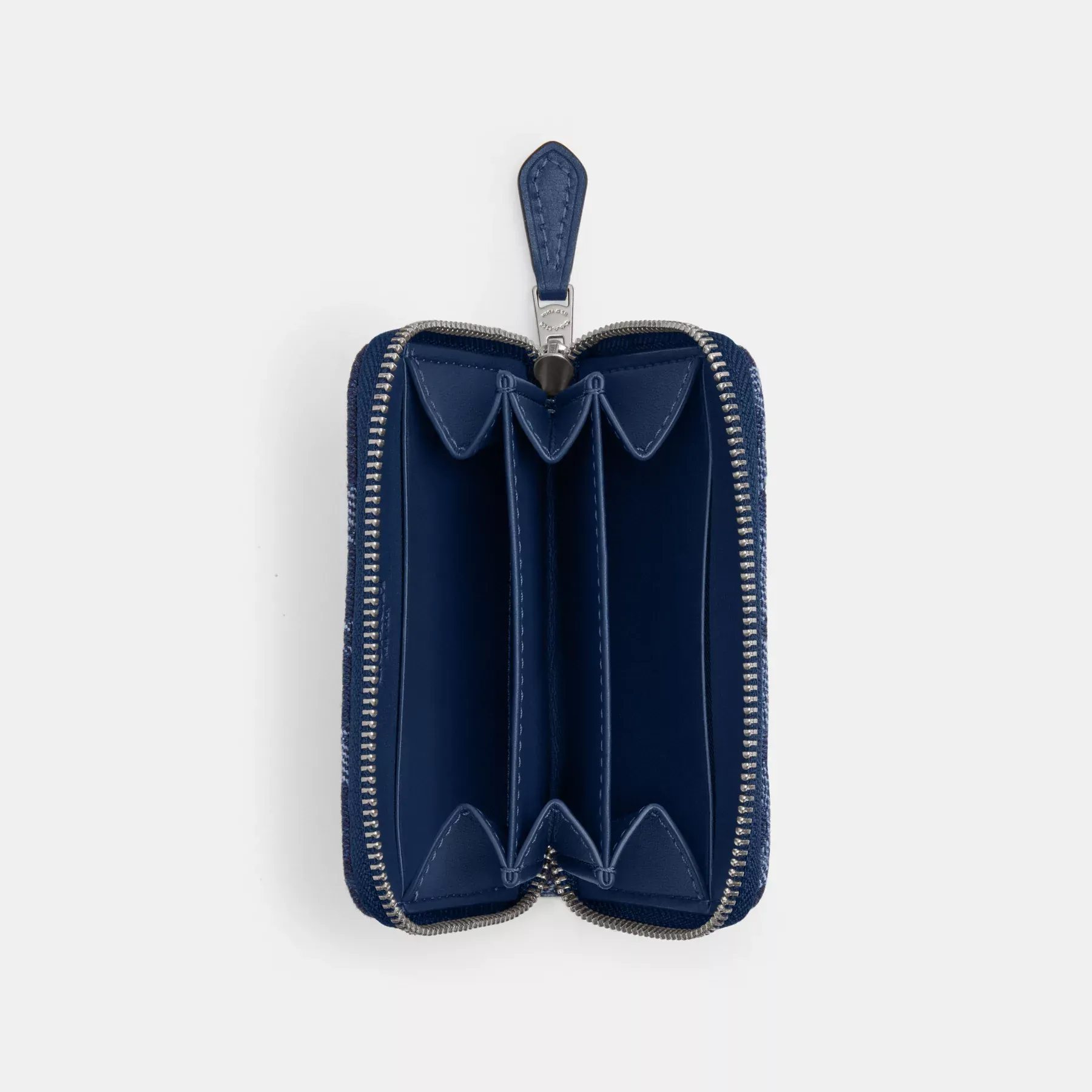 Essential Small Zip Around Card Case In Signature Denim Deep Blue Multi Essential Small Zip Around Card Case In Signature Denim Deep Blue Multi