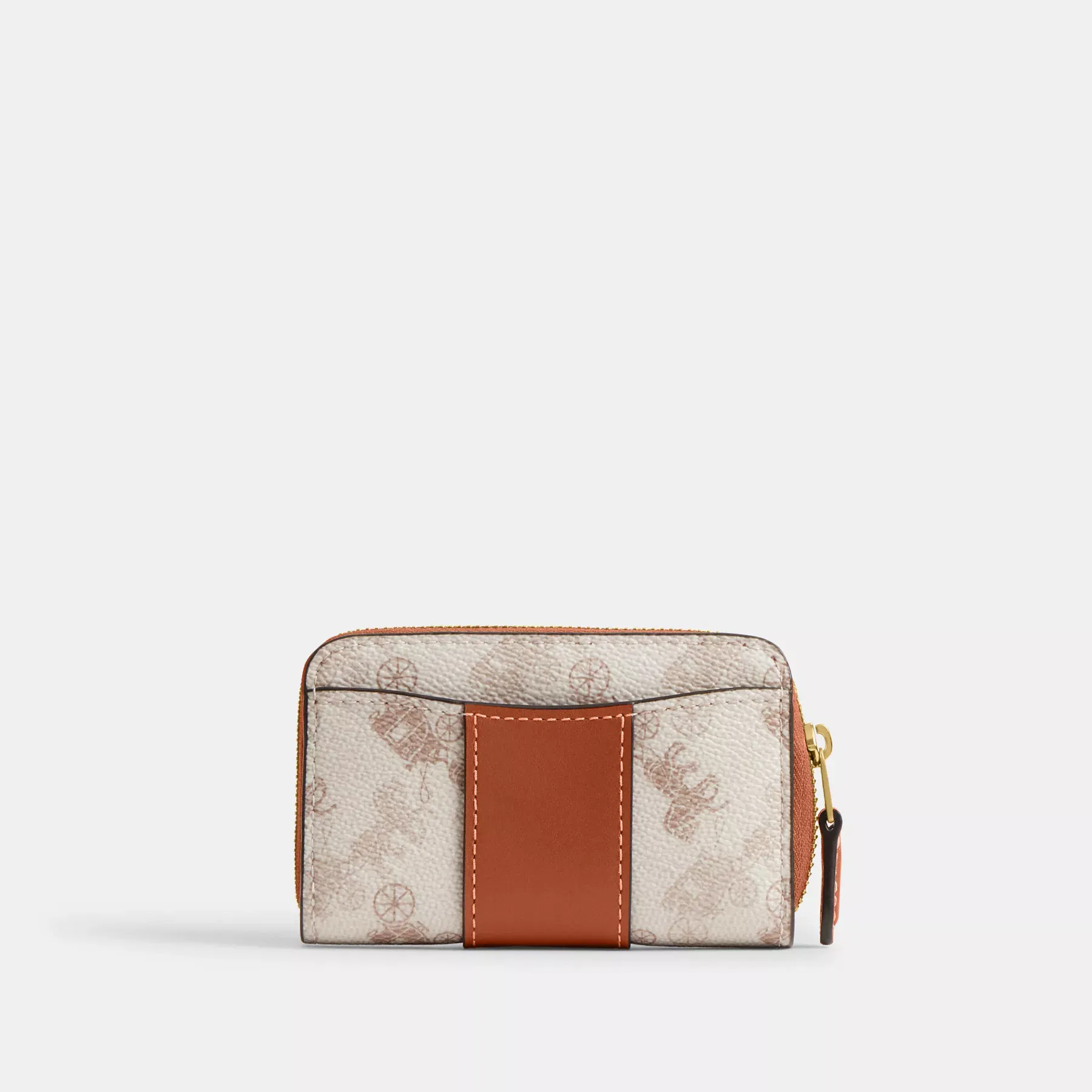 Essential Small Zip Around Card Case With Horse And Carriage Print Chalk Taupe