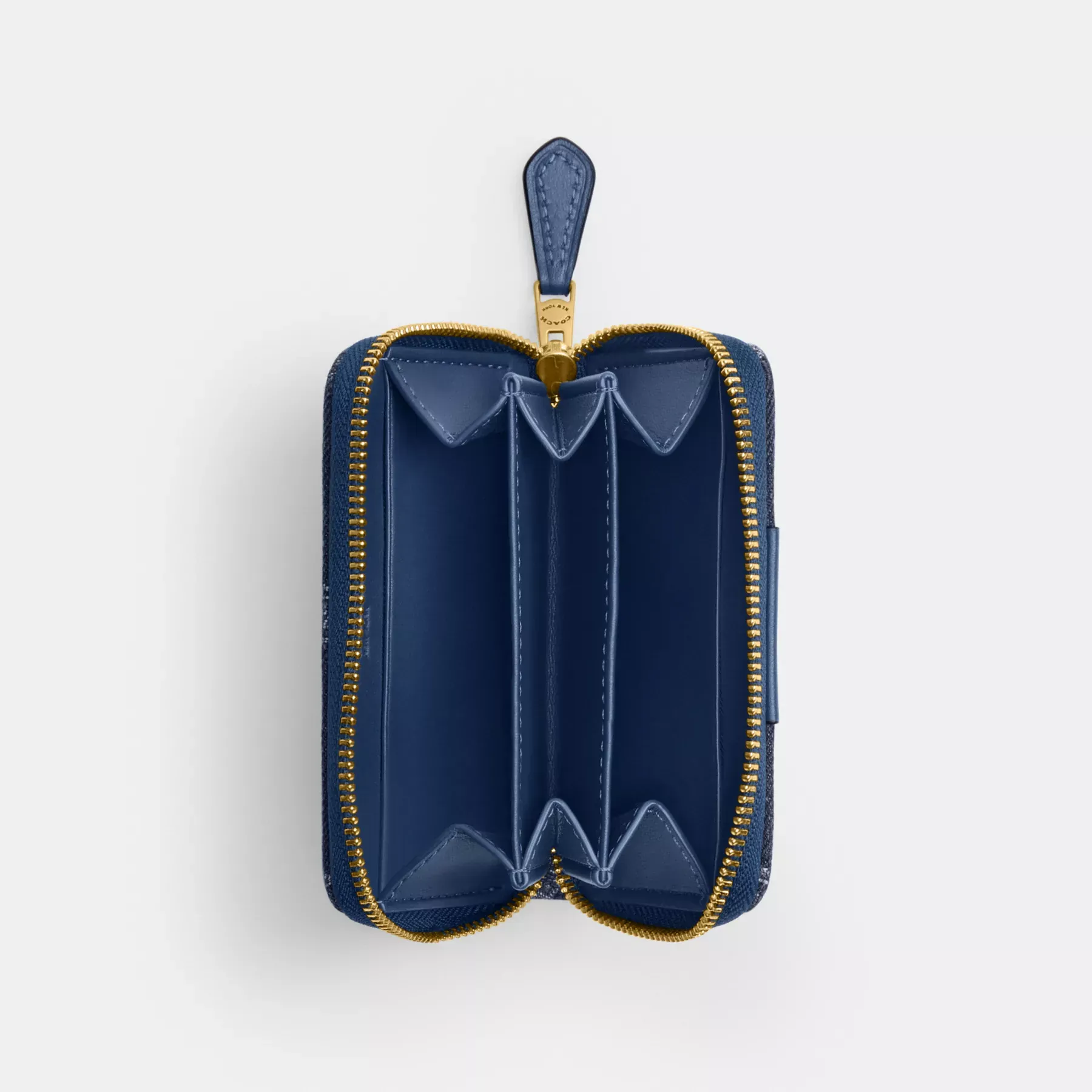 Essential Small Zip Around Card Case With Horse And Carriage Print Deep Blue Multi