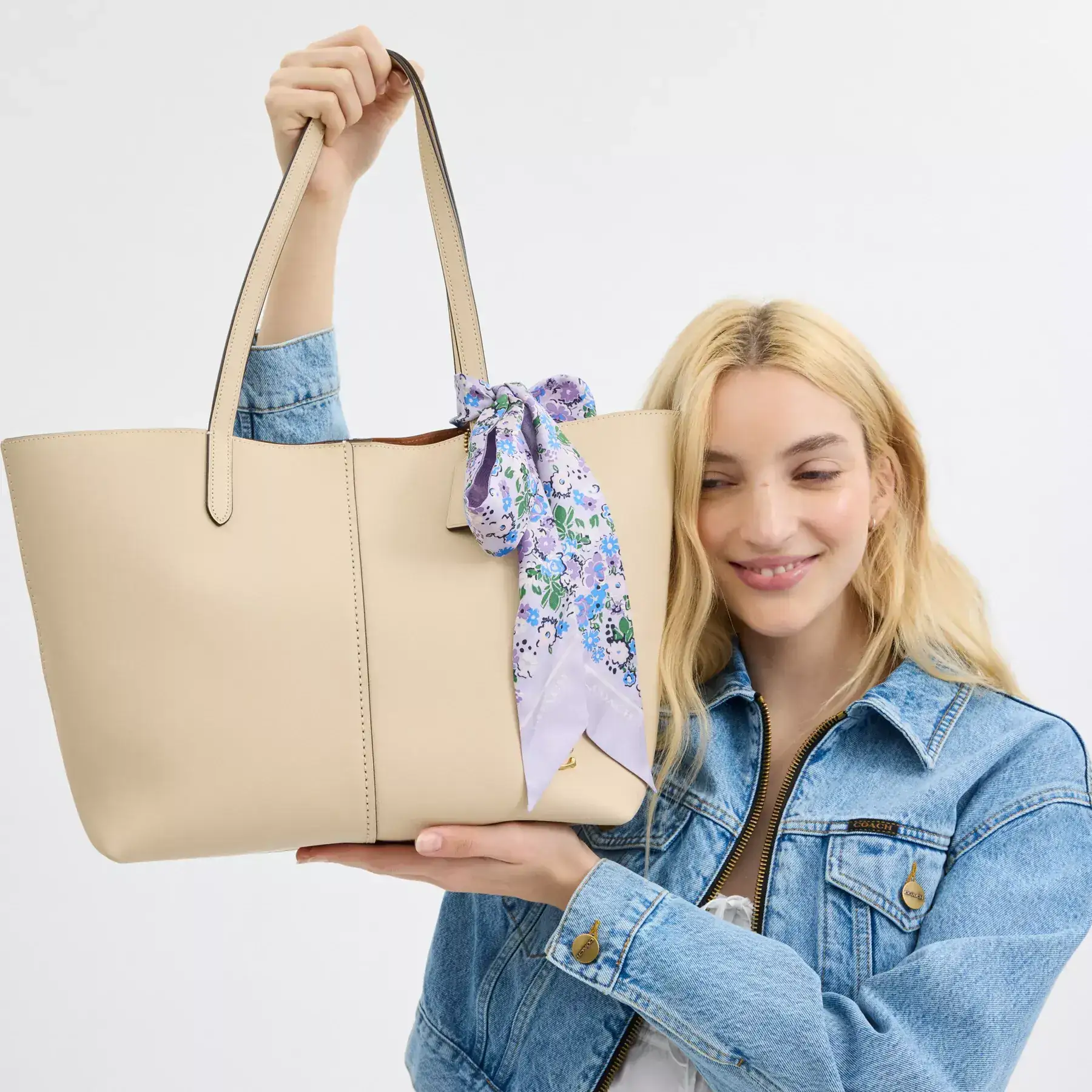 Floral Print Silk Skinny Scarf Soft Purple