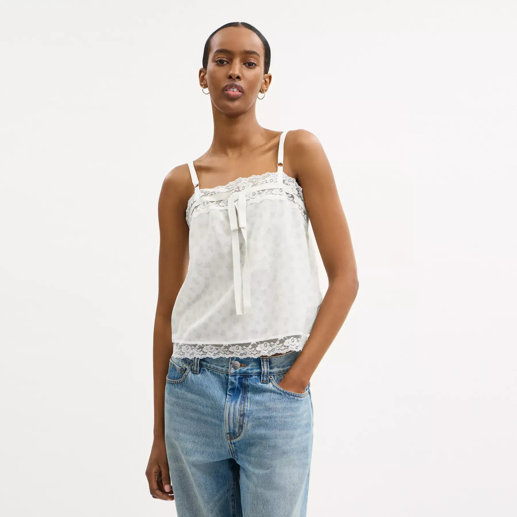 Floral Silk Top White Multi