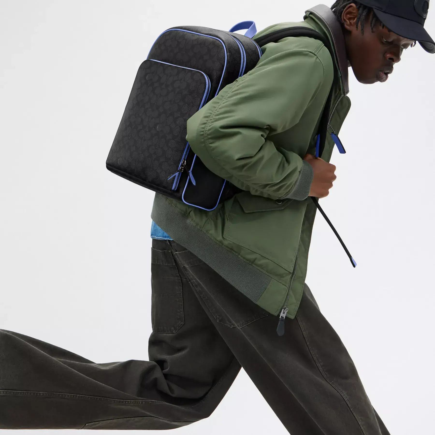 Gotham Backpack In Signature Canvas Charcoal/Blueberry Gotham Backpack In Signature Canvas Charcoal/Blueberry