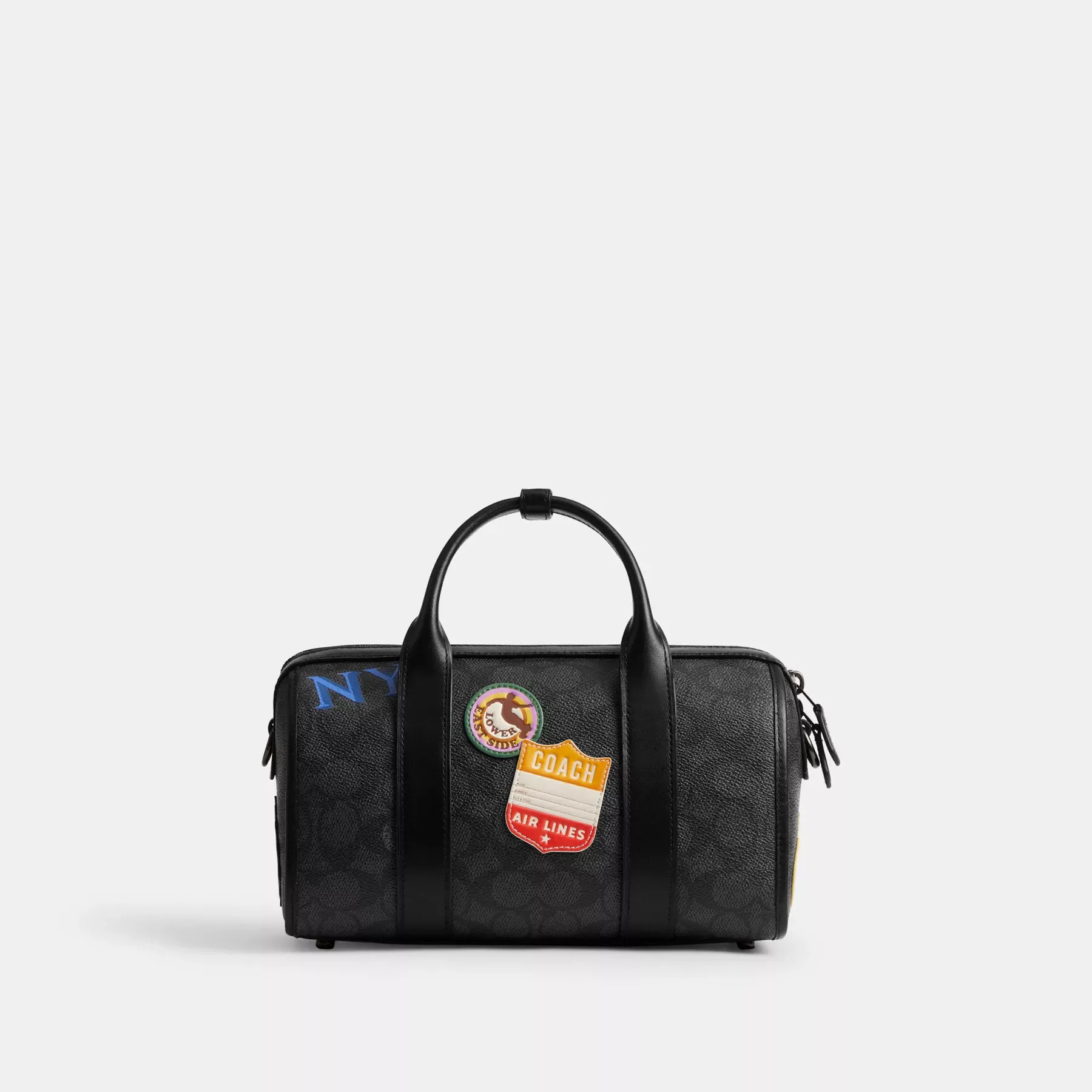 Gotham Duffle Bag 24 In Signature Canvas With Patches Charcoal Multi