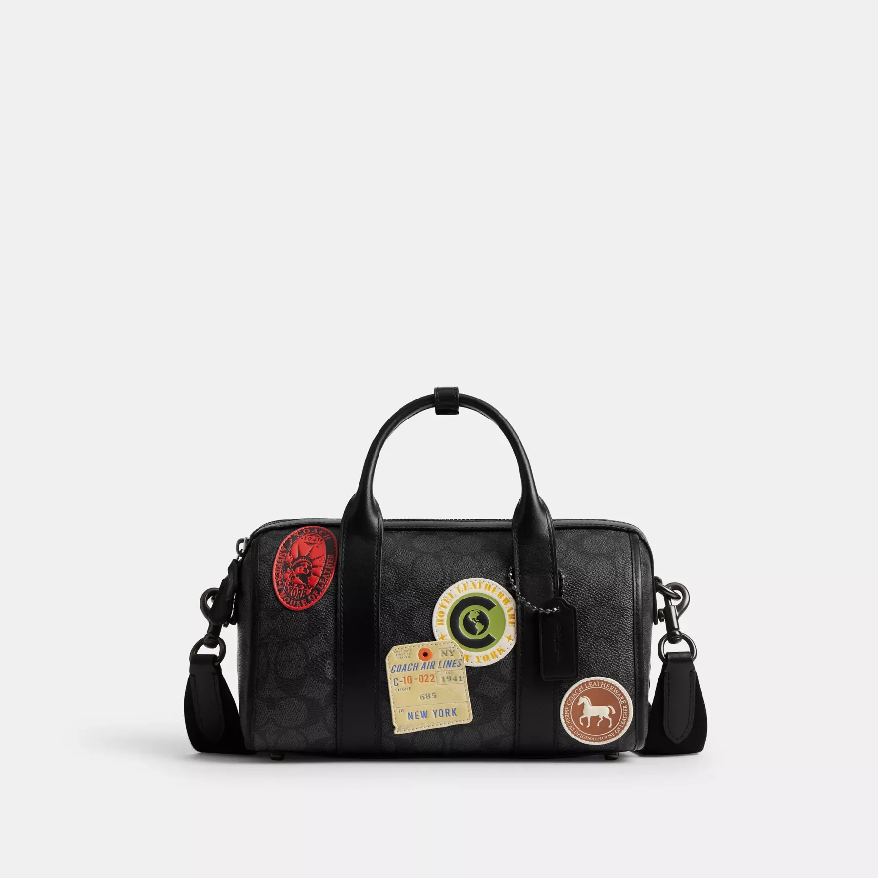 Gotham Duffle Bag 24 In Signature Canvas With Patches Charcoal Multi