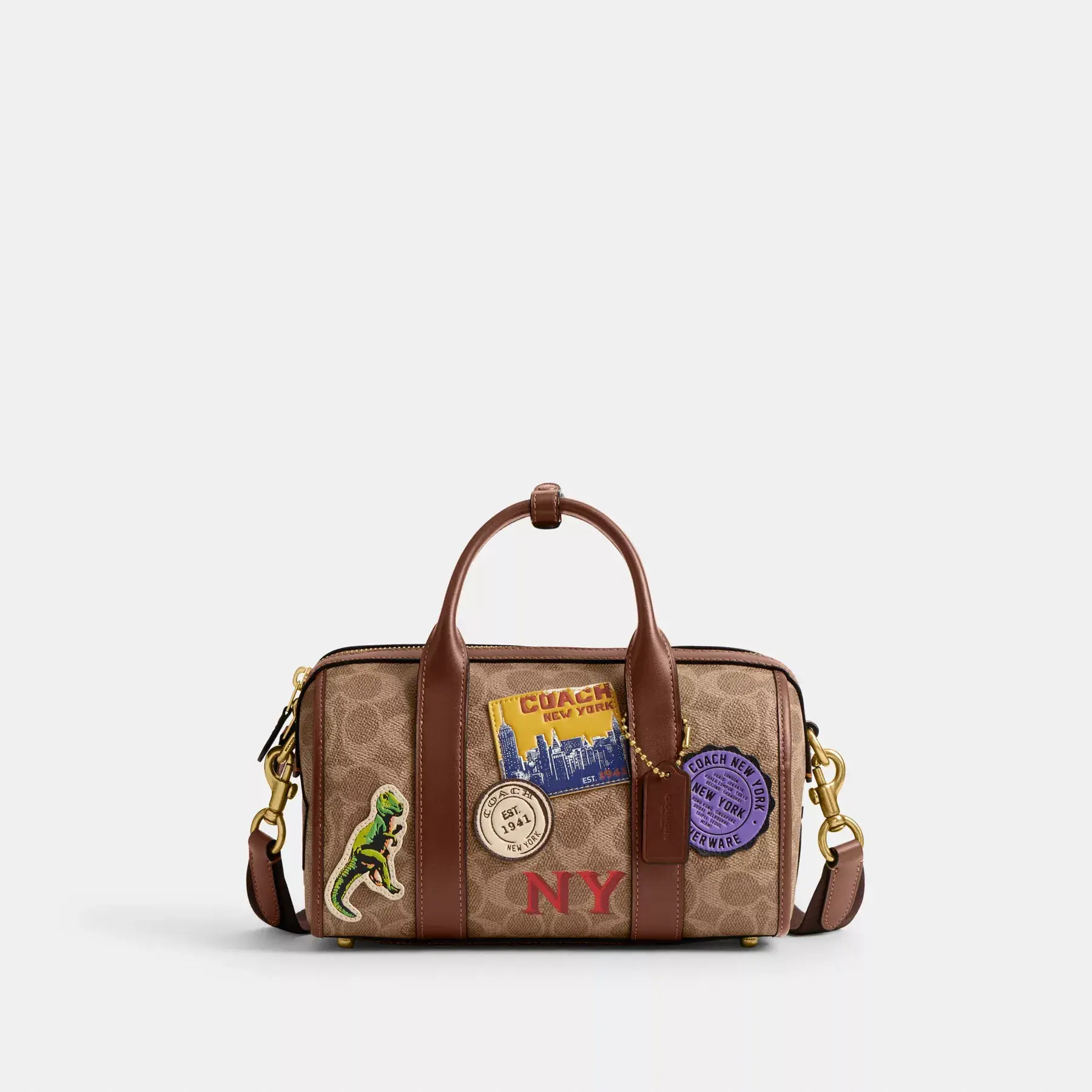 Gotham Duffle Bag 24 In Signature Canvas With Patches Tan Multi