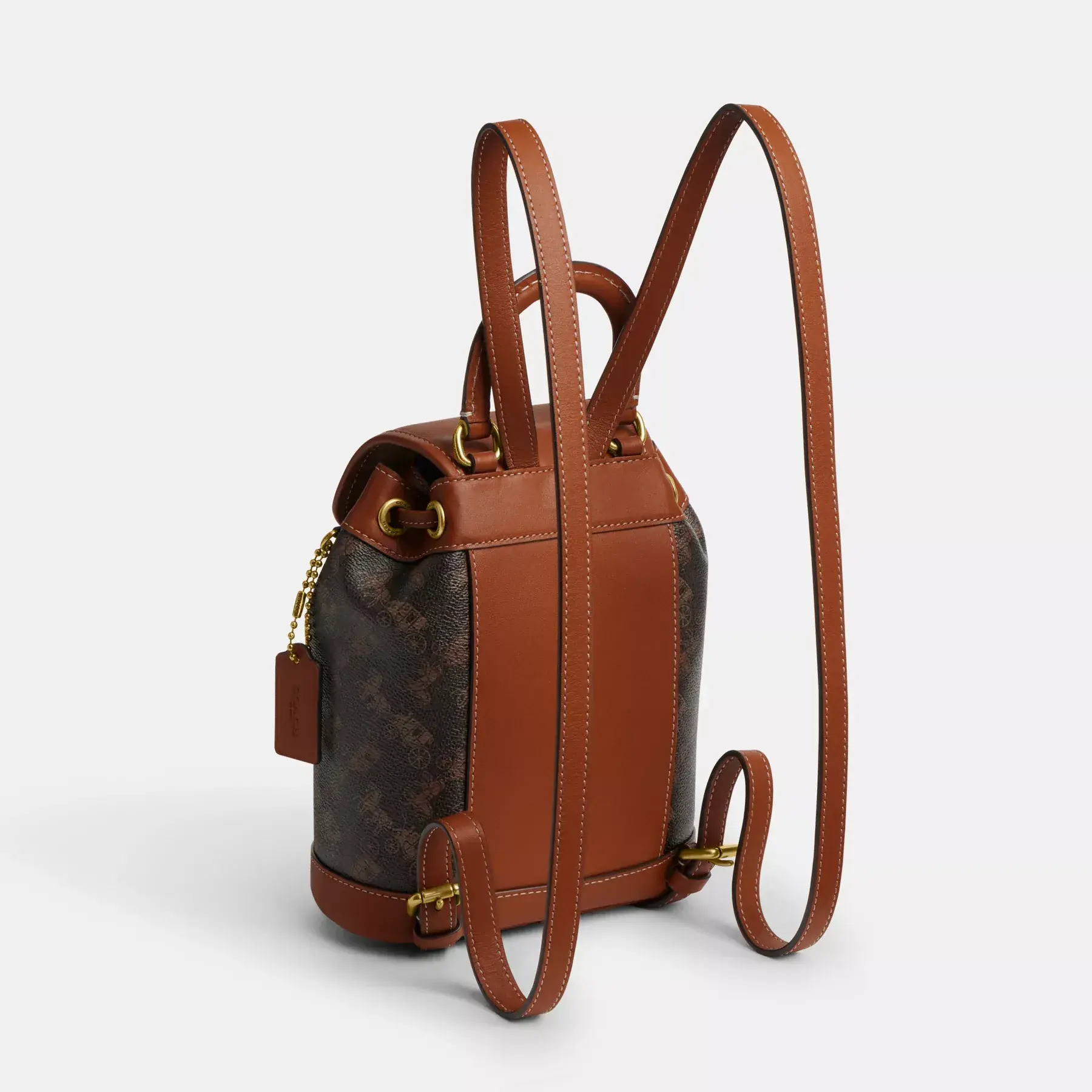Harper Backpack With Horse And Carriage Print Truffle Burnished Amber