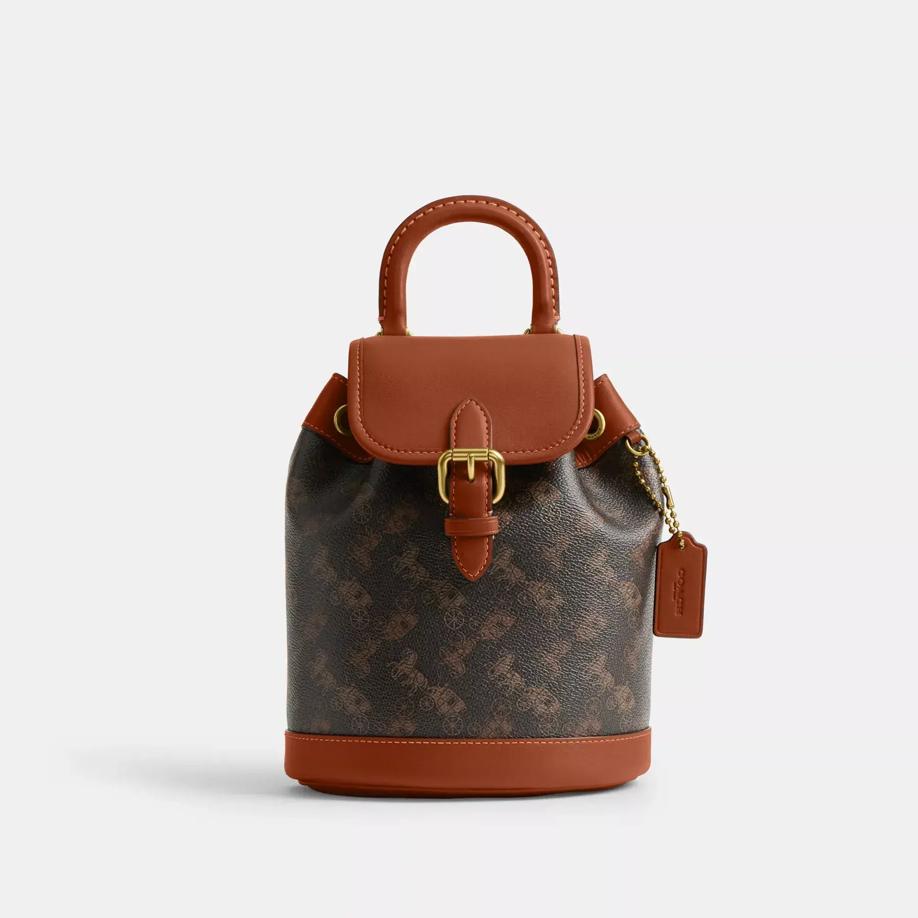 Harper Backpack With Horse And Carriage Print Truffle Burnished Amber