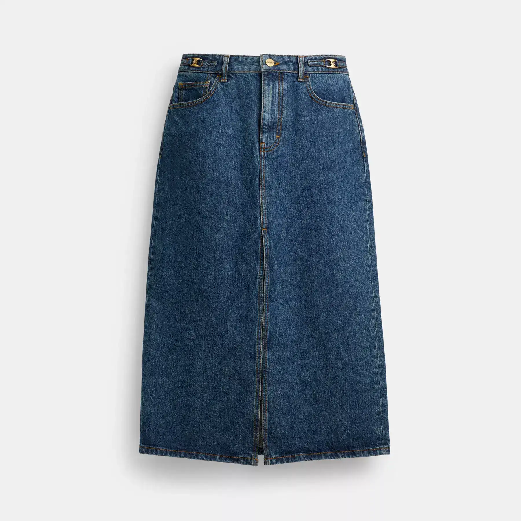 Heritage C Denim Maxi Skirt Dark Blue