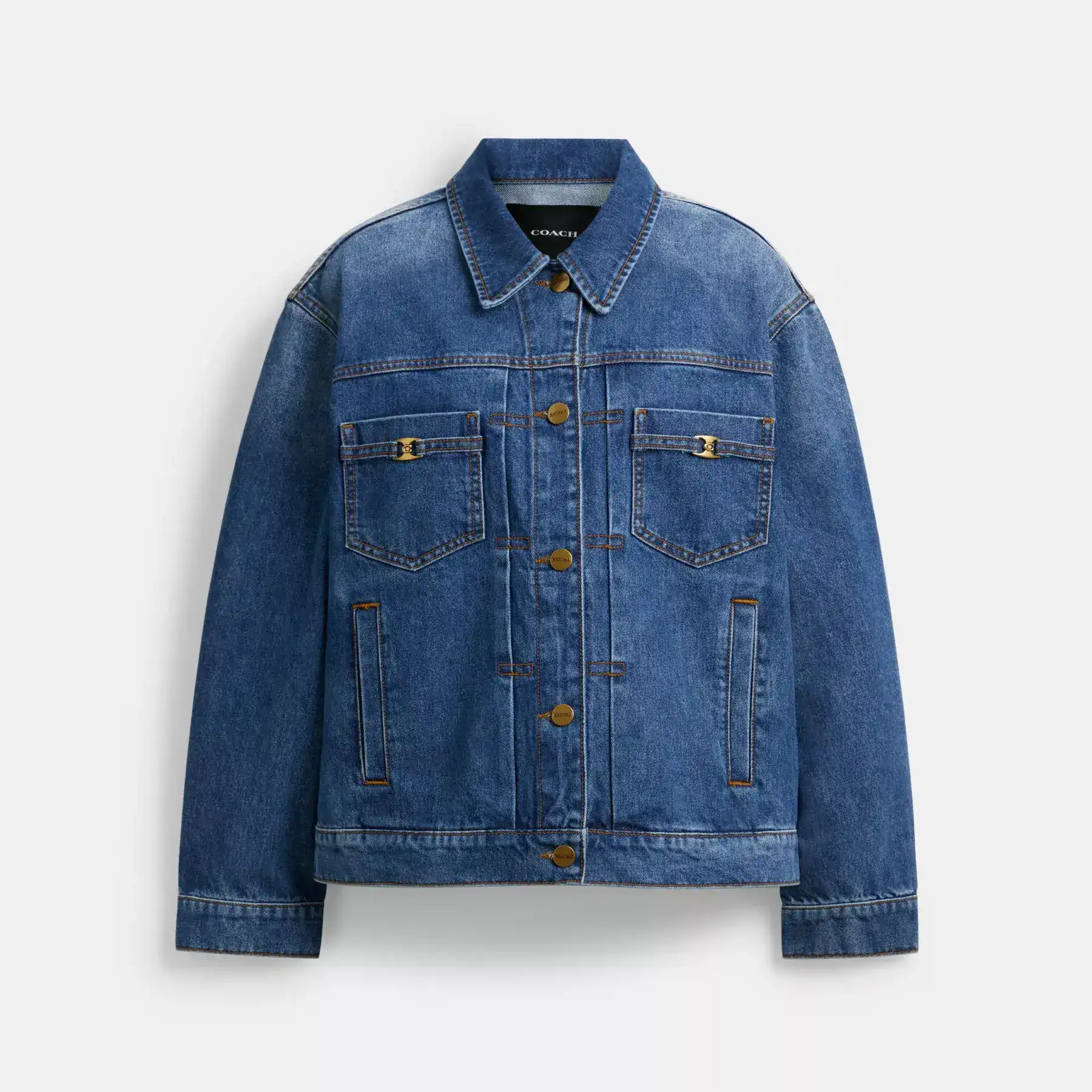 Heritage C Denim Trucker Jacket In Organic Cotton Medium Blue