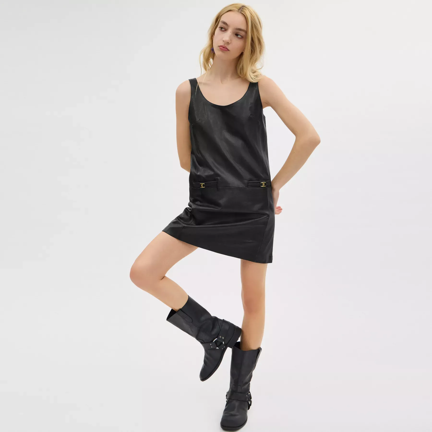 Heritage C Leather Dress Black