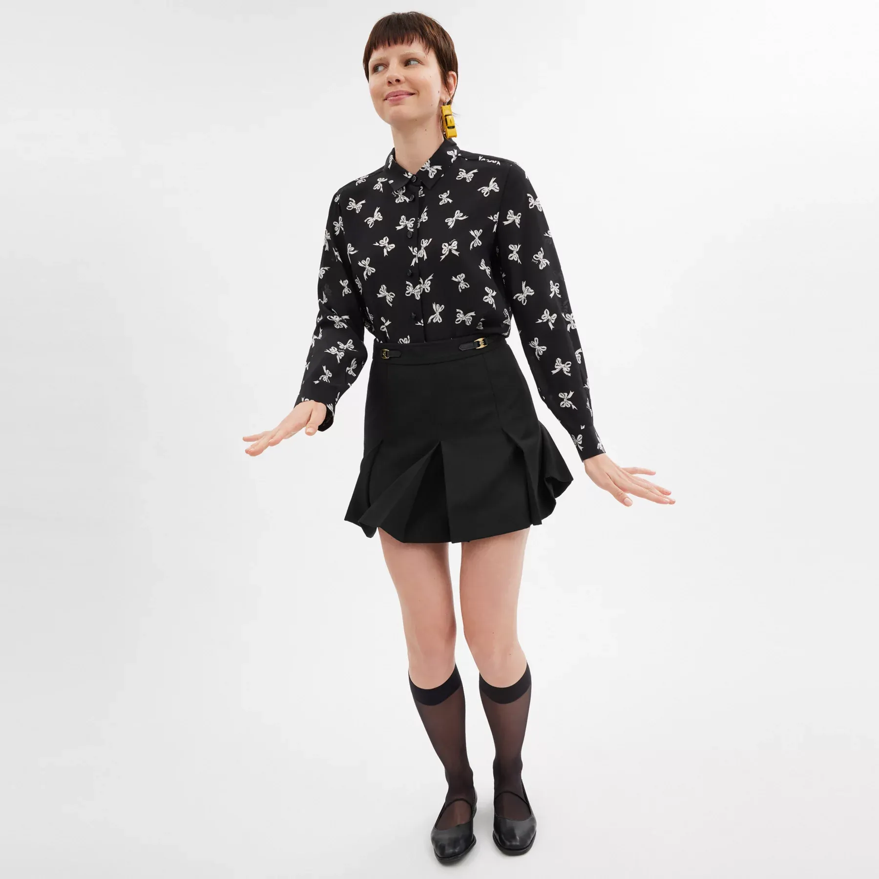 Heritage C Pleated Mini Skirt Black