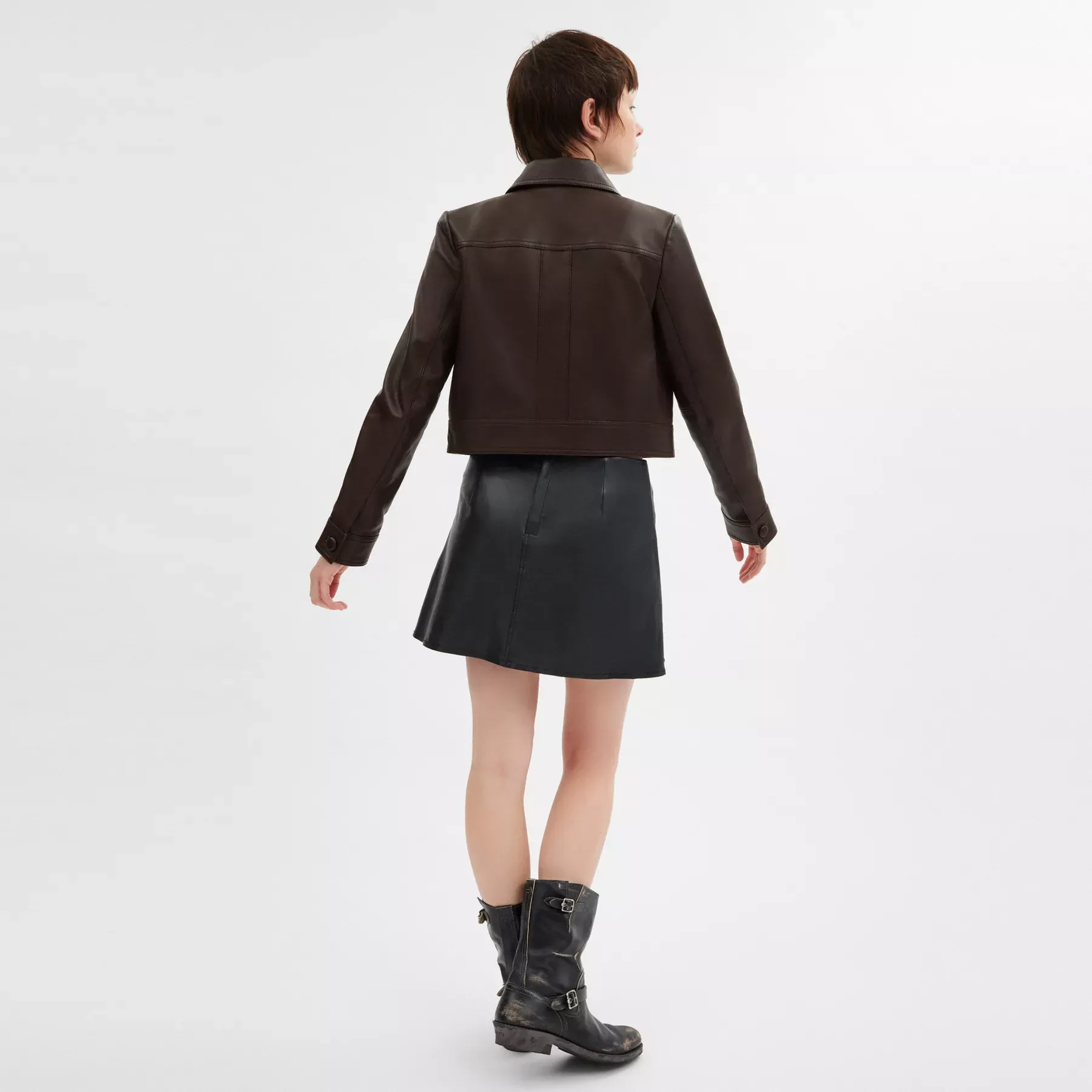 Heritage C Snap Front Shrunken Jacket Brown Heritage C Snap Front Shrunken Jacket Brown