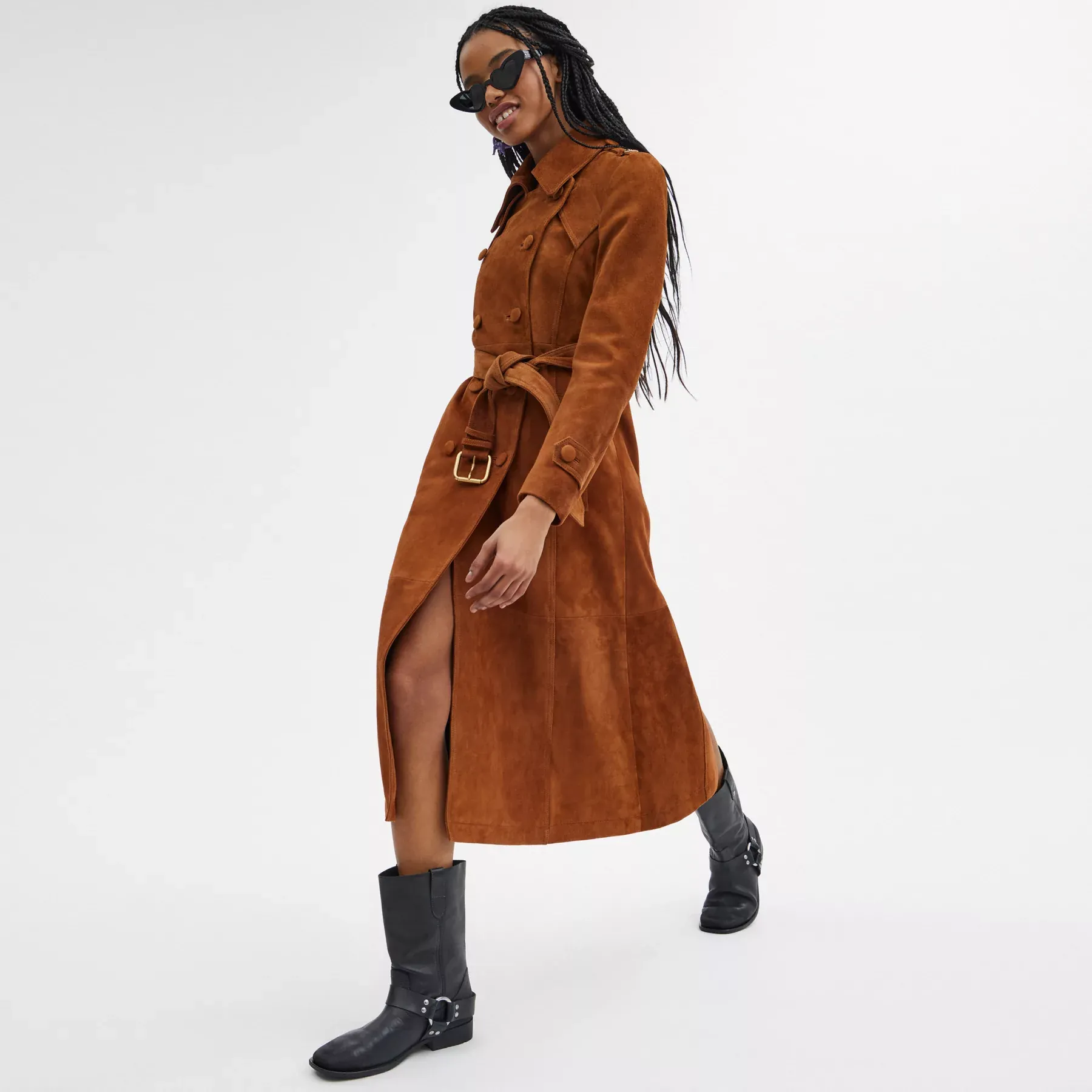 Heritage C Suede Trench Coat Saddle