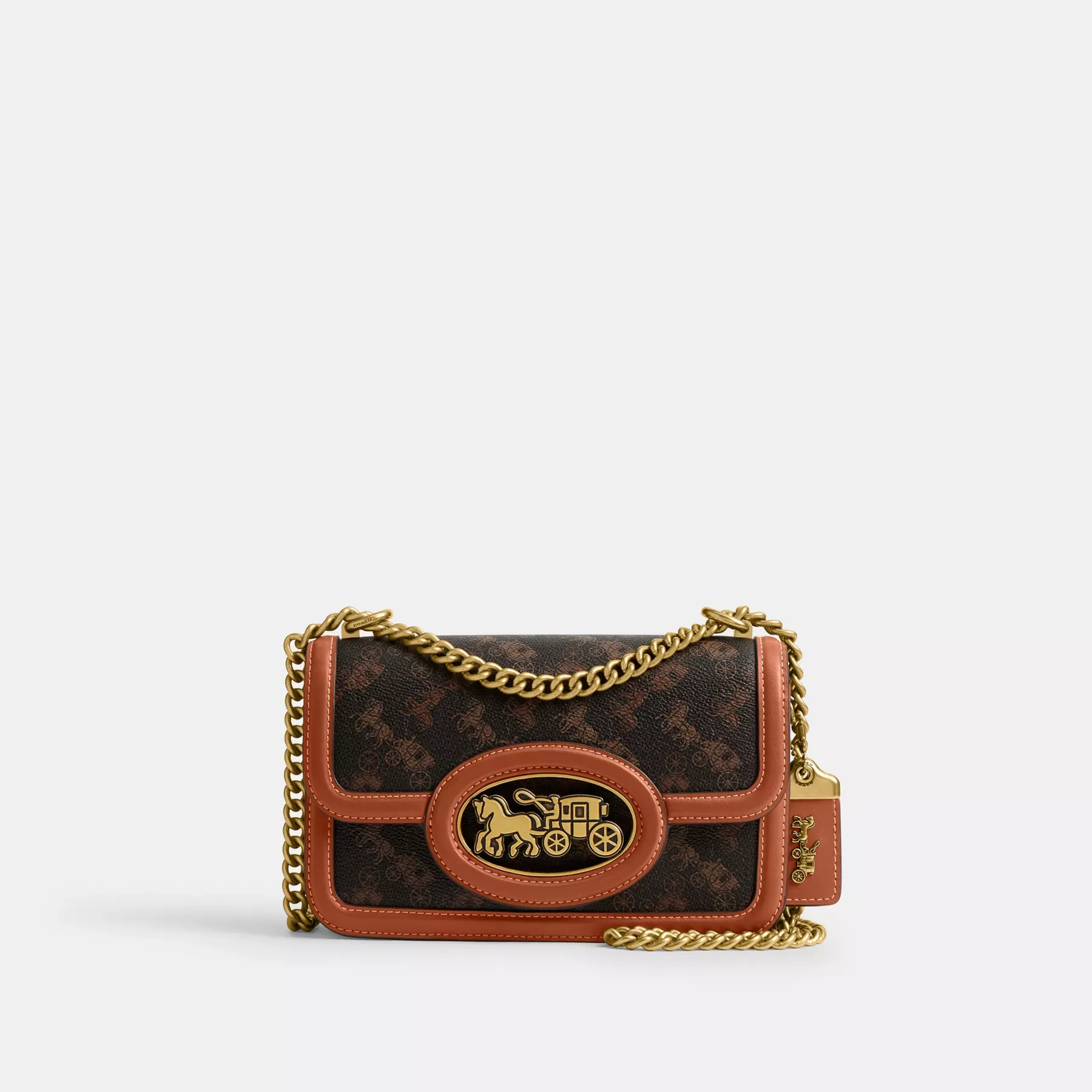 Hero Shoulder Bag With Horse And Carriage Print Truffle Burnished Amber