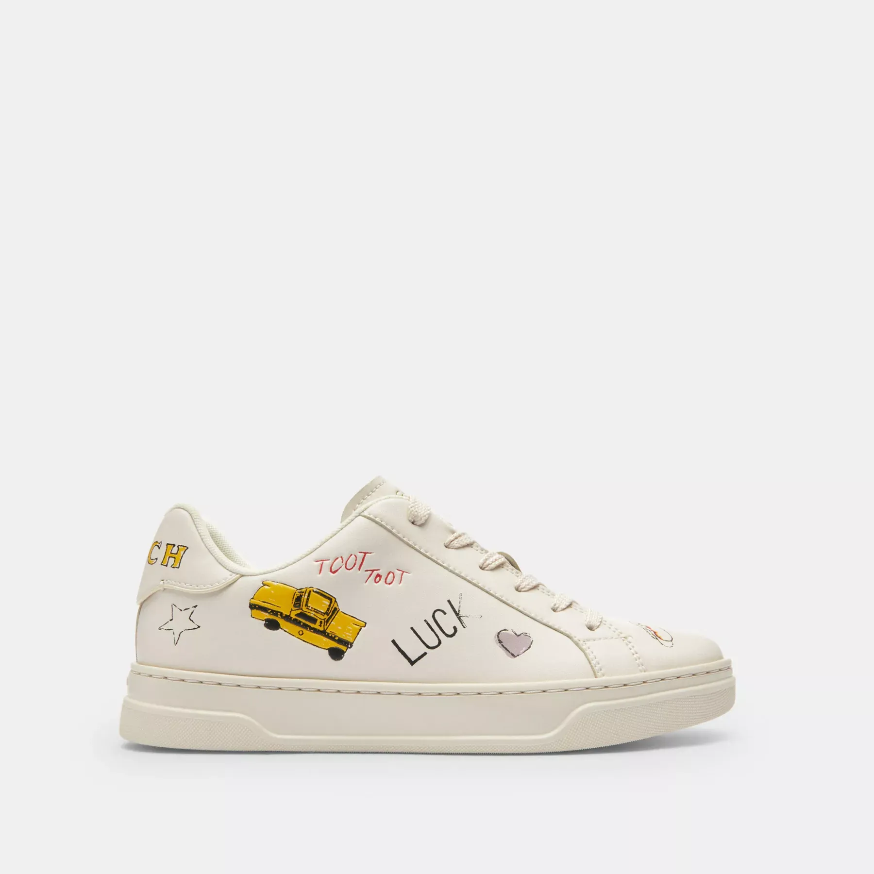 High Line Sneaker With Sketch Print Chalk Multi