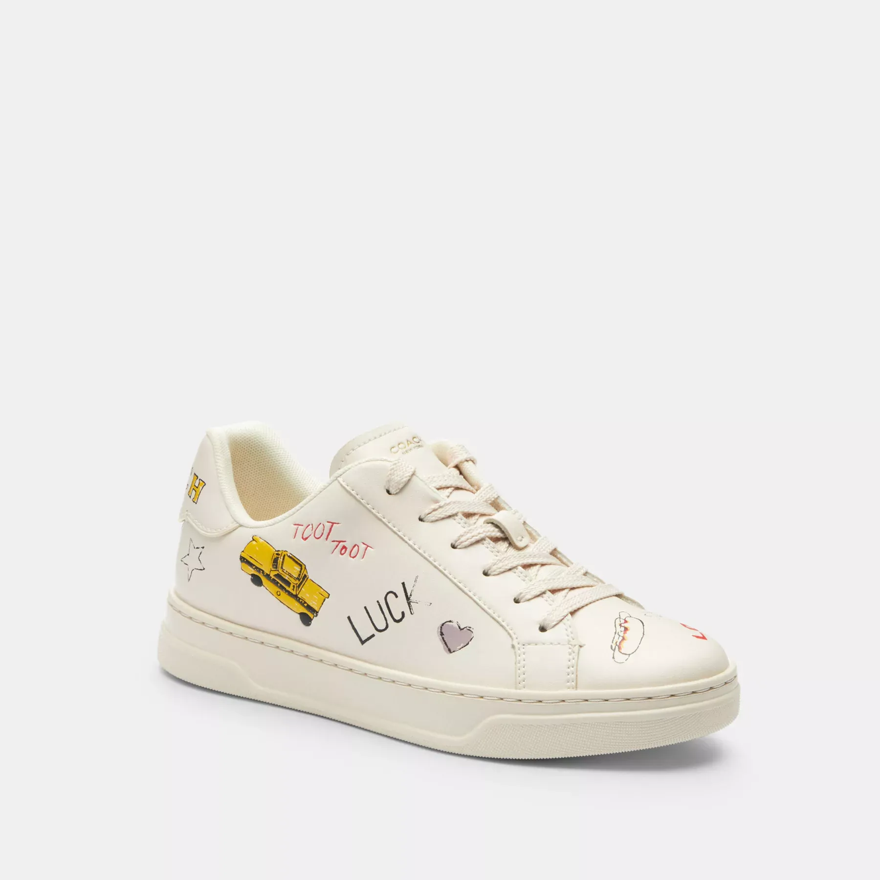 High Line Sneaker With Sketch Print Chalk Multi