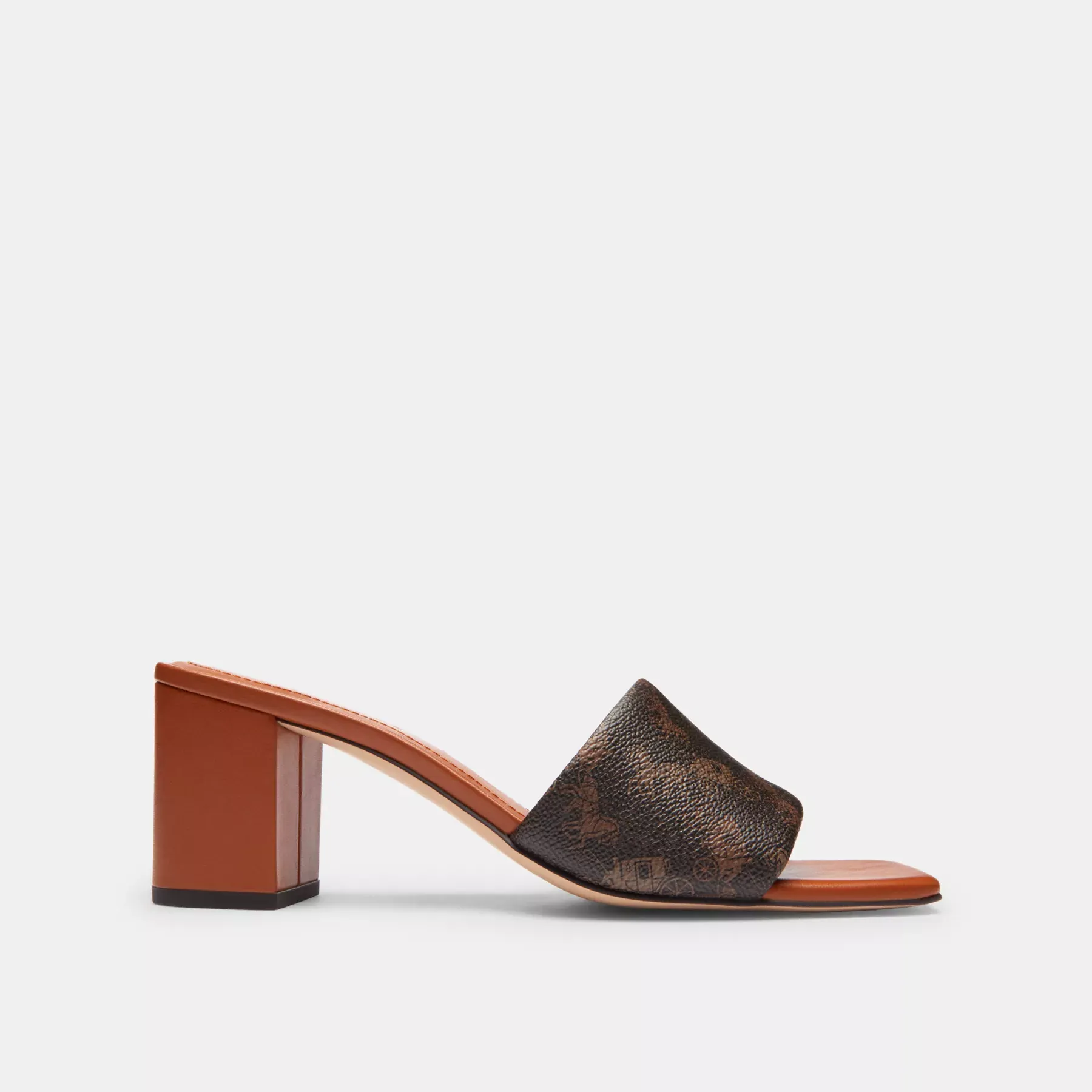Holly Block Heel Sandal With Horse And Carriage Print Truffle/Burnished Amber