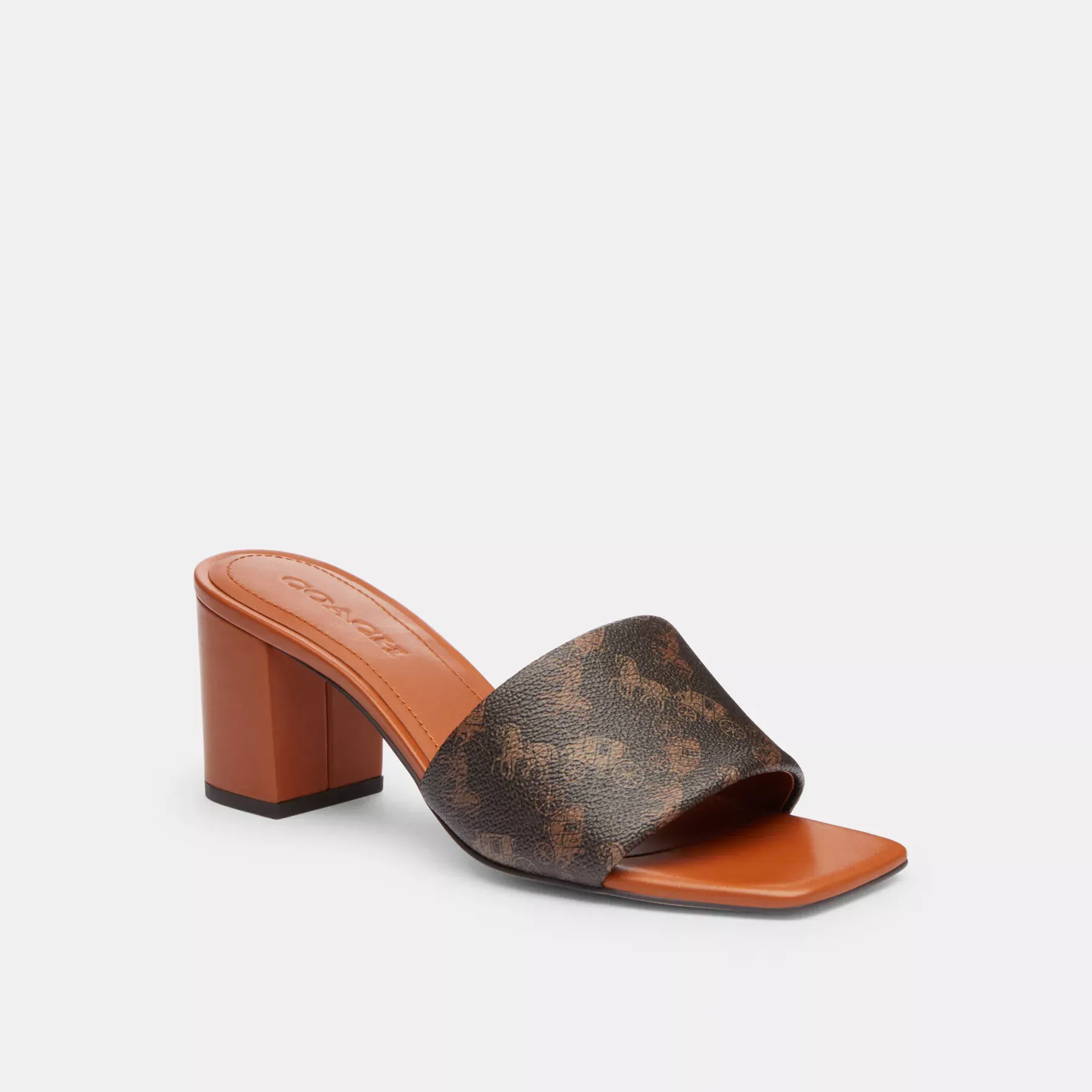 Holly Block Heel Sandal With Horse And Carriage Print Truffle/Burnished Amber