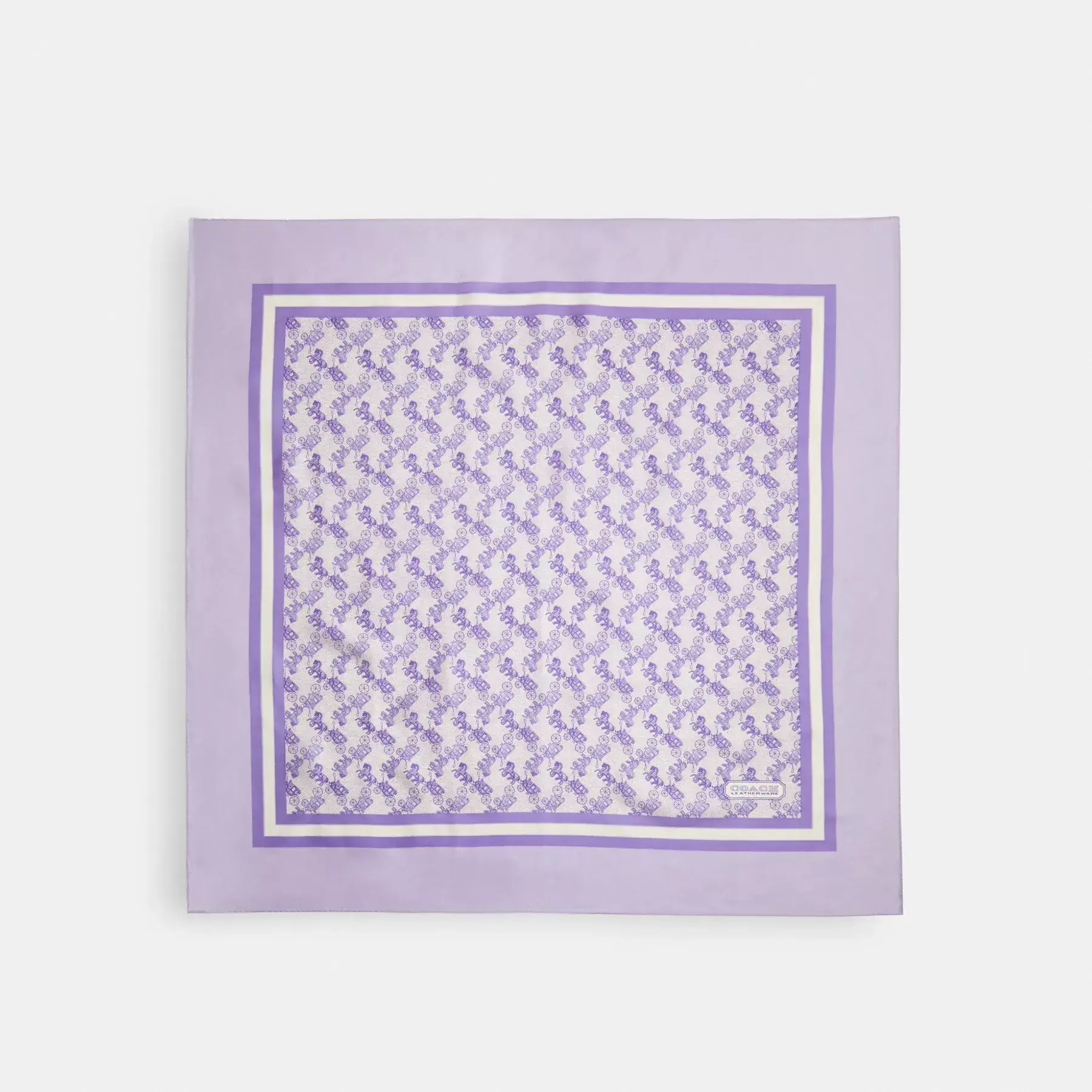 Horse And Carriage Print Silk Square Scarf Soft Purple
