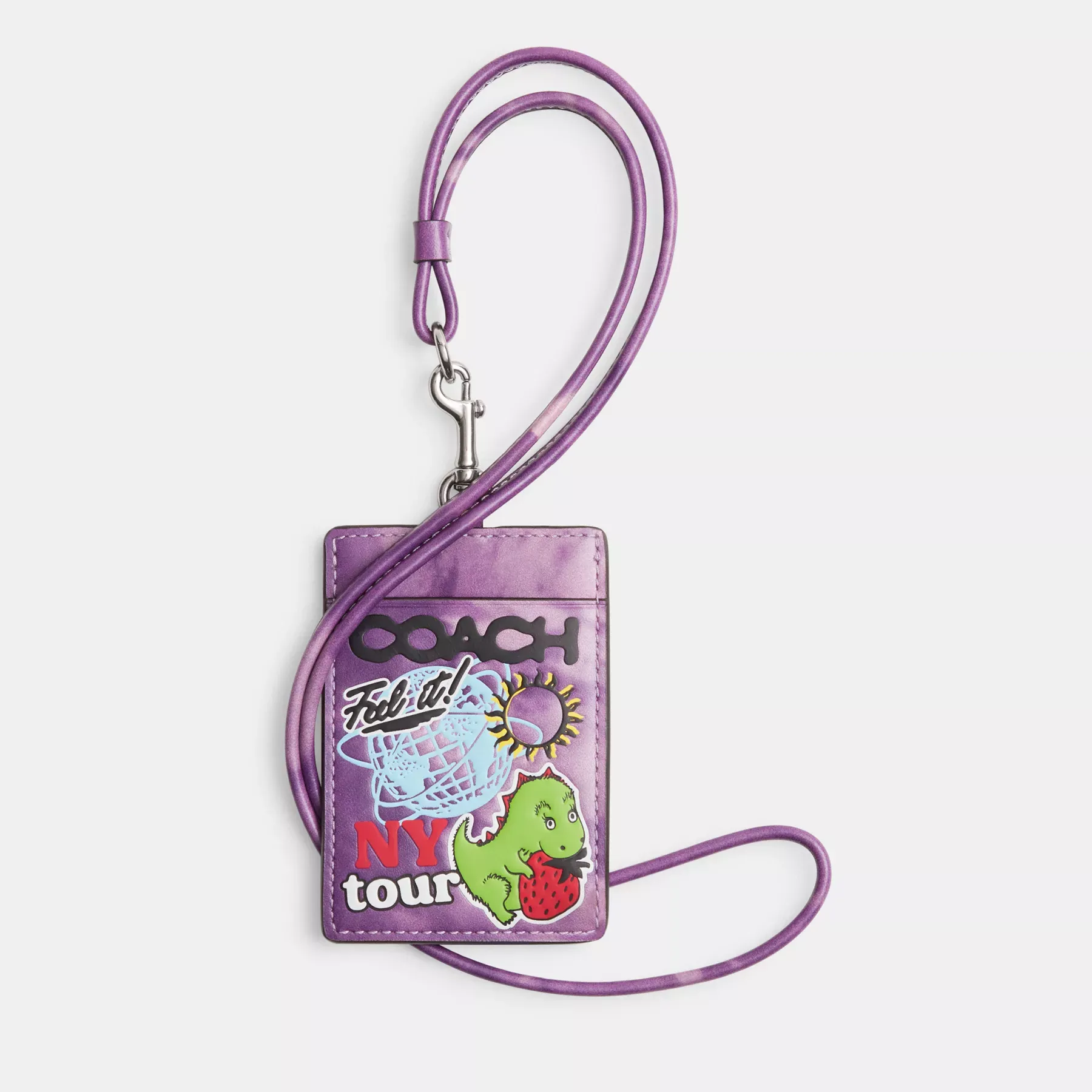 Id Lanyard With Tie-Dye Print Purple Multi
