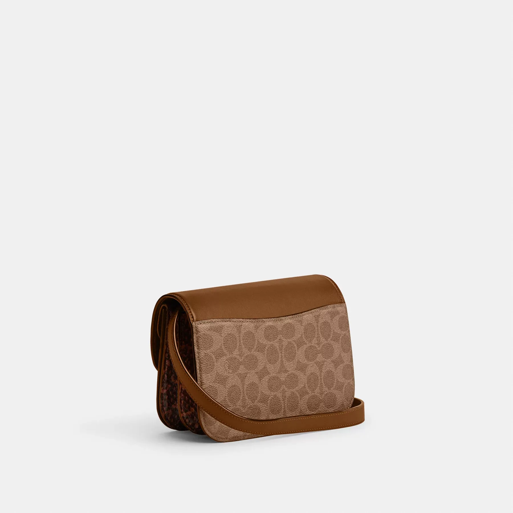 Idol Bag In Signature Canvas With Snakeskin Detail Tan Brown