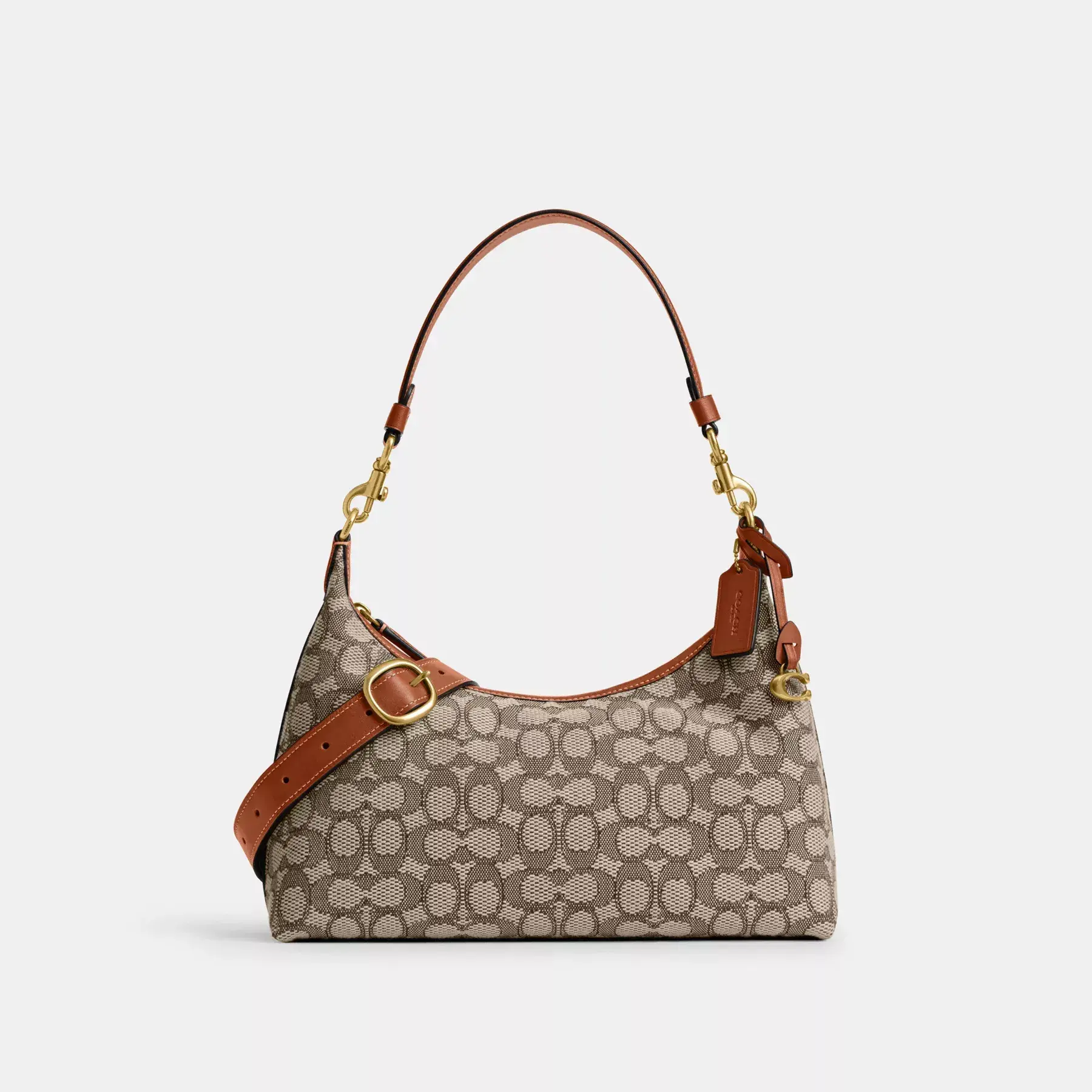 Juliet Shoulder Bag In Signature Textile Jacquard Cocoa Burnished Amb