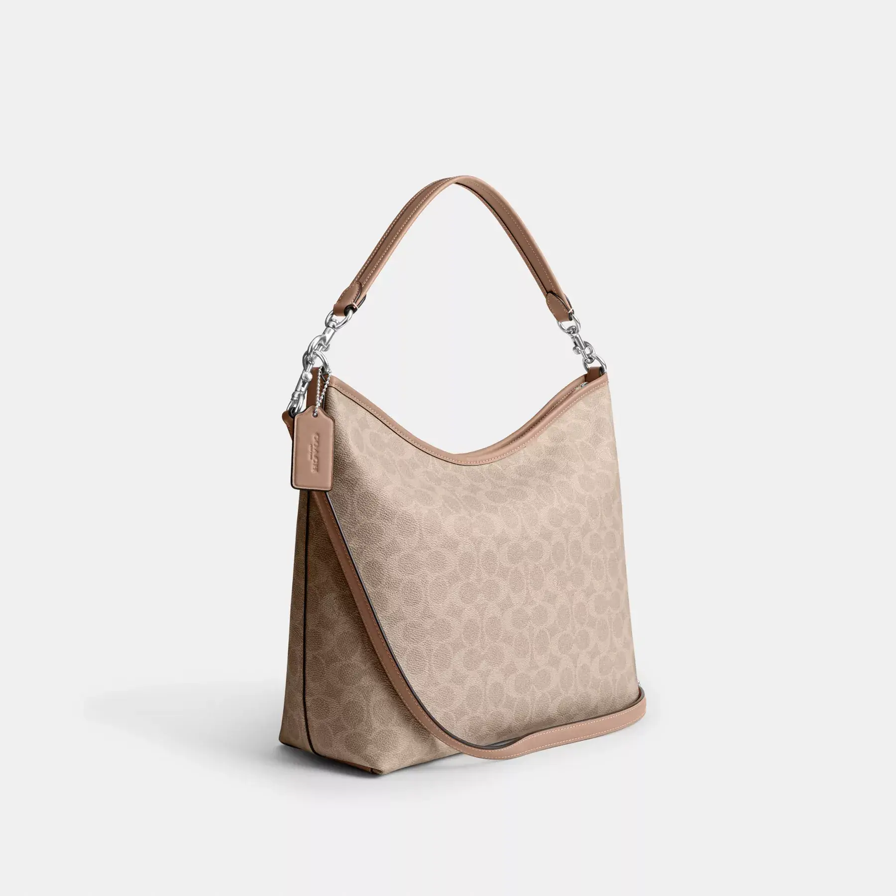 Laurel Large Shoulder Bag In Signature Canvas Sand/Taupe