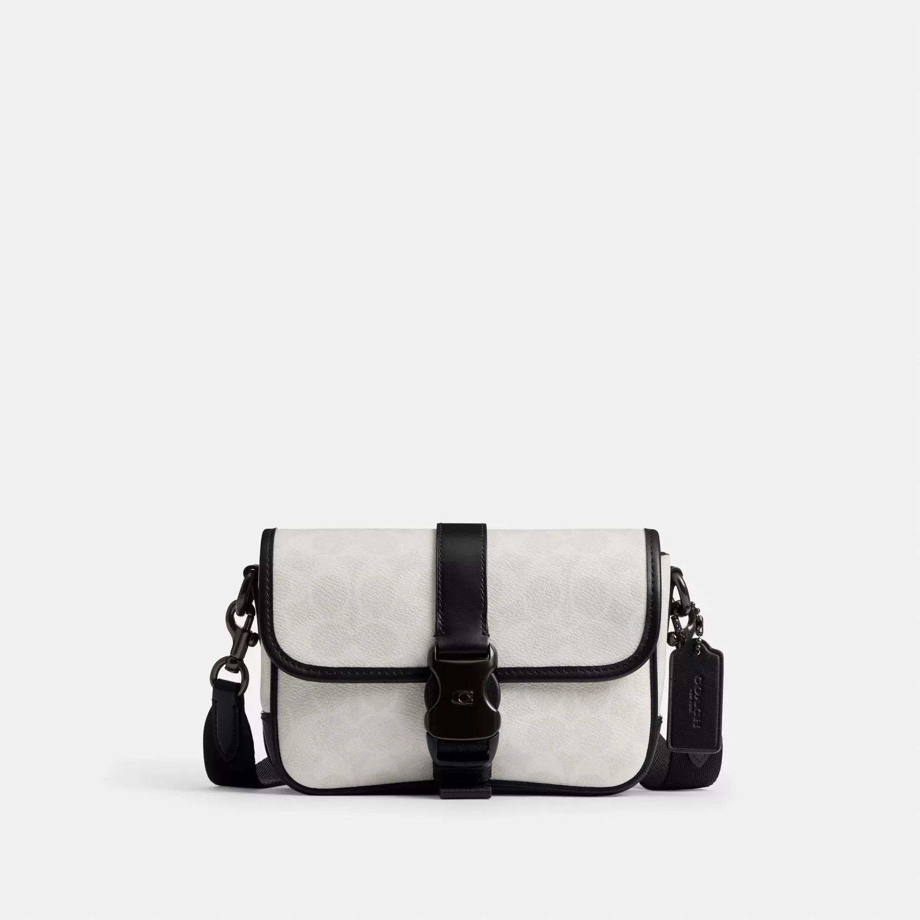 League Crossbody Bag 19 In Signature Canvas White/Black Sig