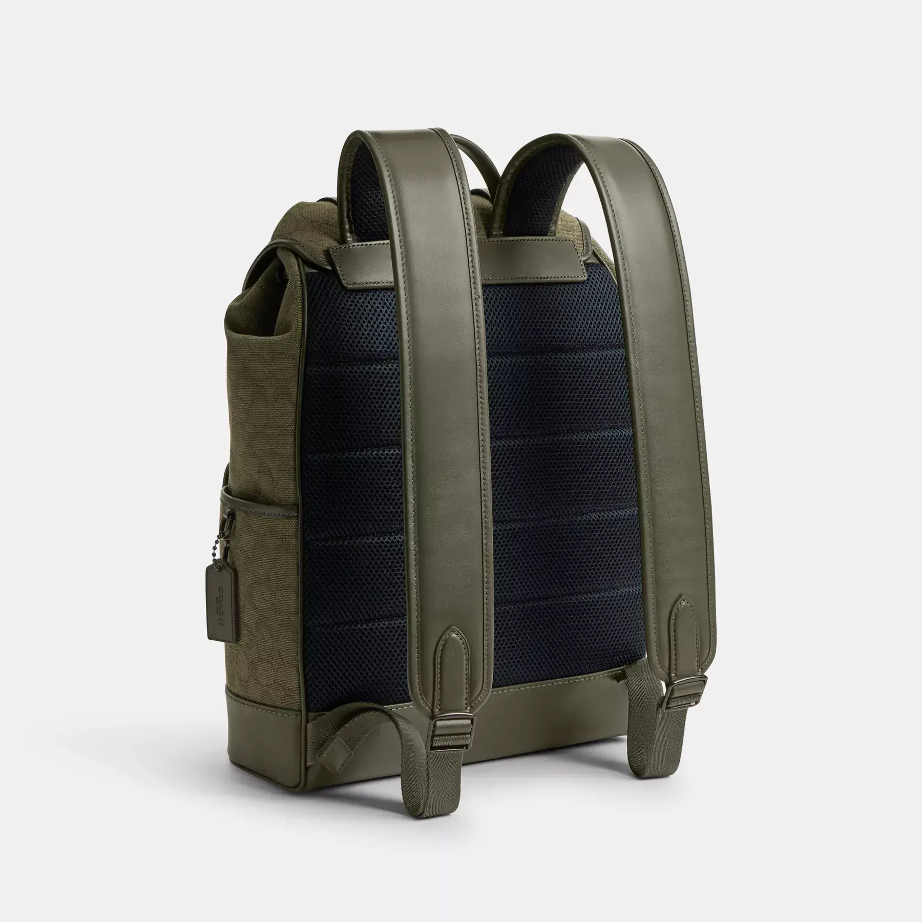 League Flap Backpack In Signature Canvas Jacquard Army Green