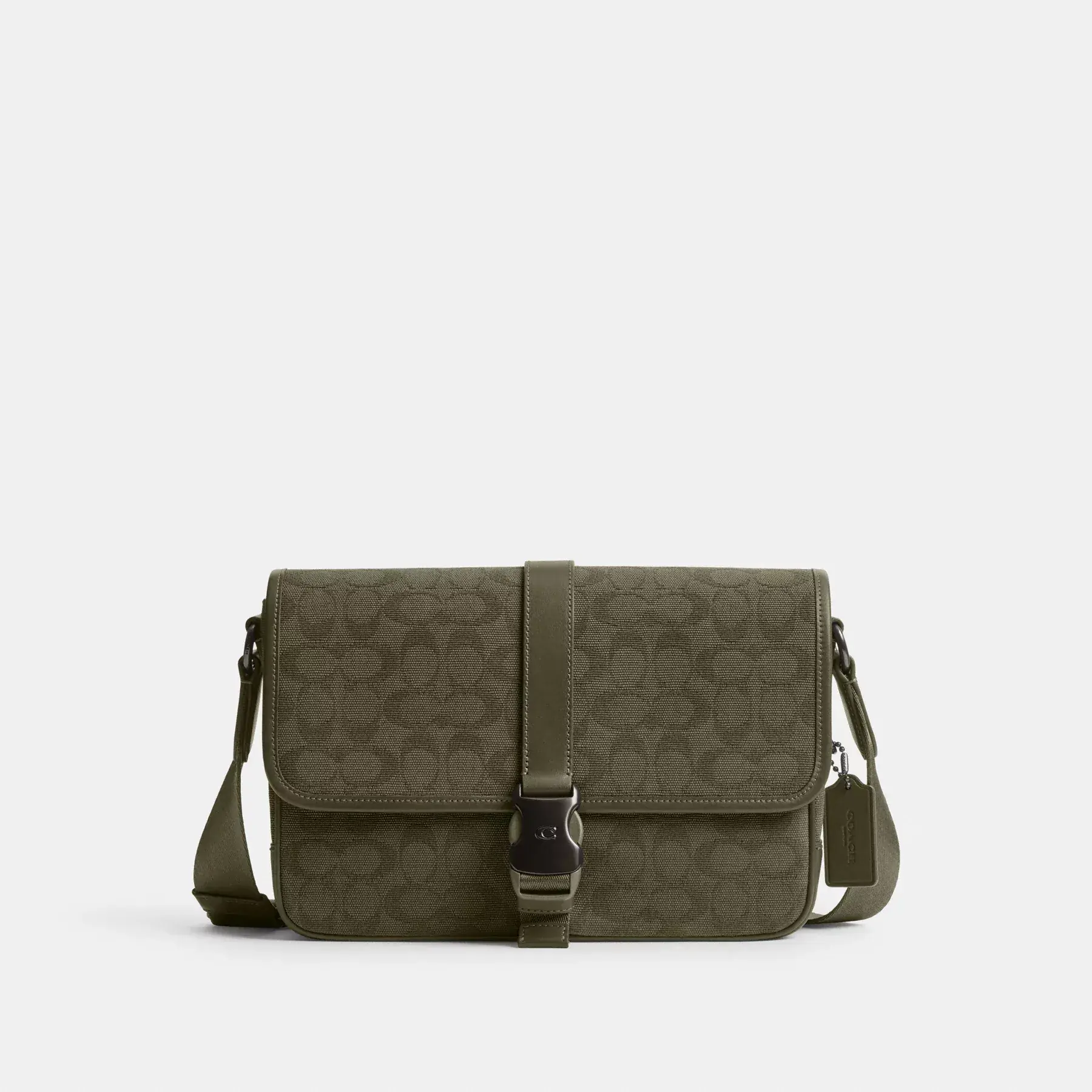 League Messenger Bag In Signature Canvas Jacquard Army Green