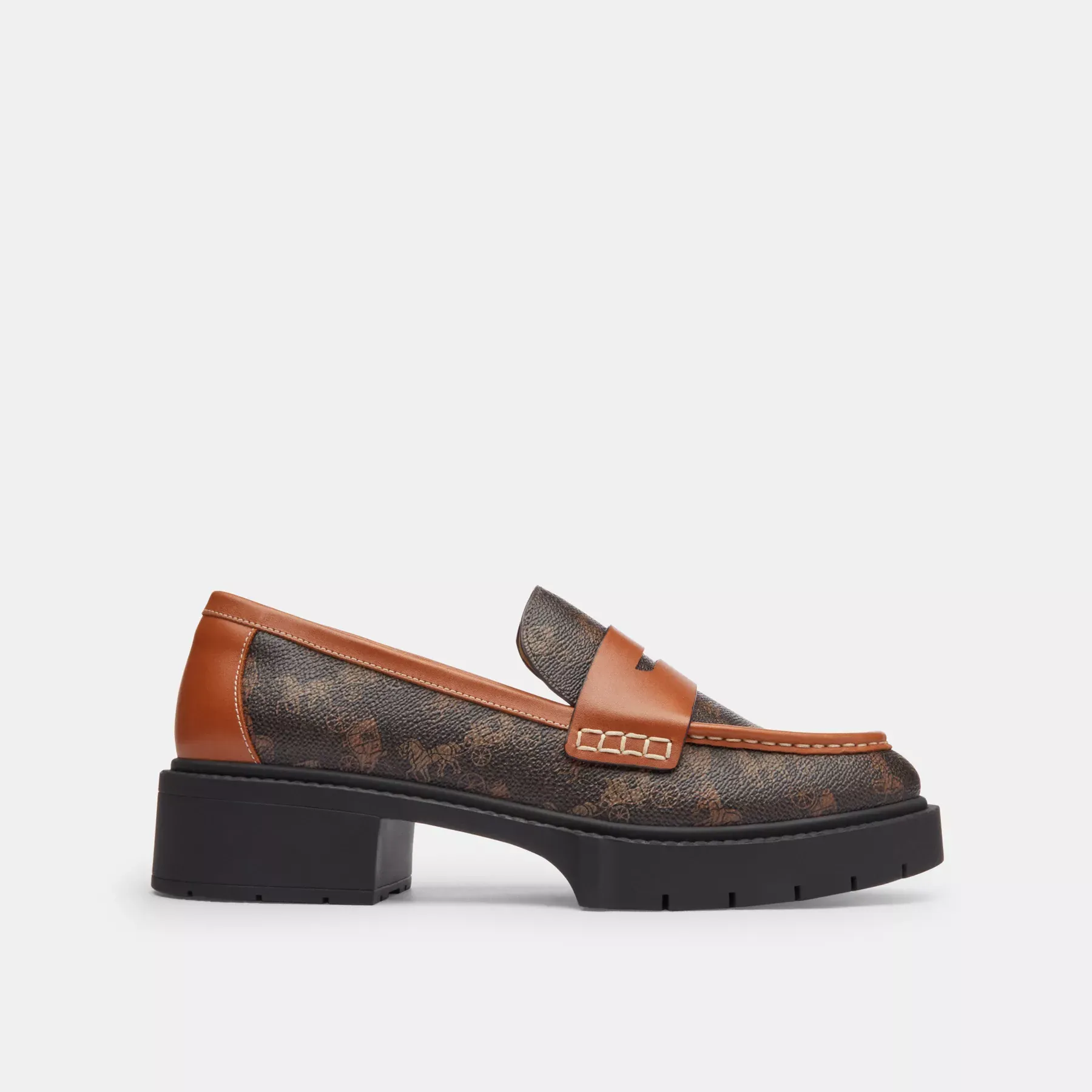 Leah Loafer With Horse And Carriage Print Truffle/Burnished Amber