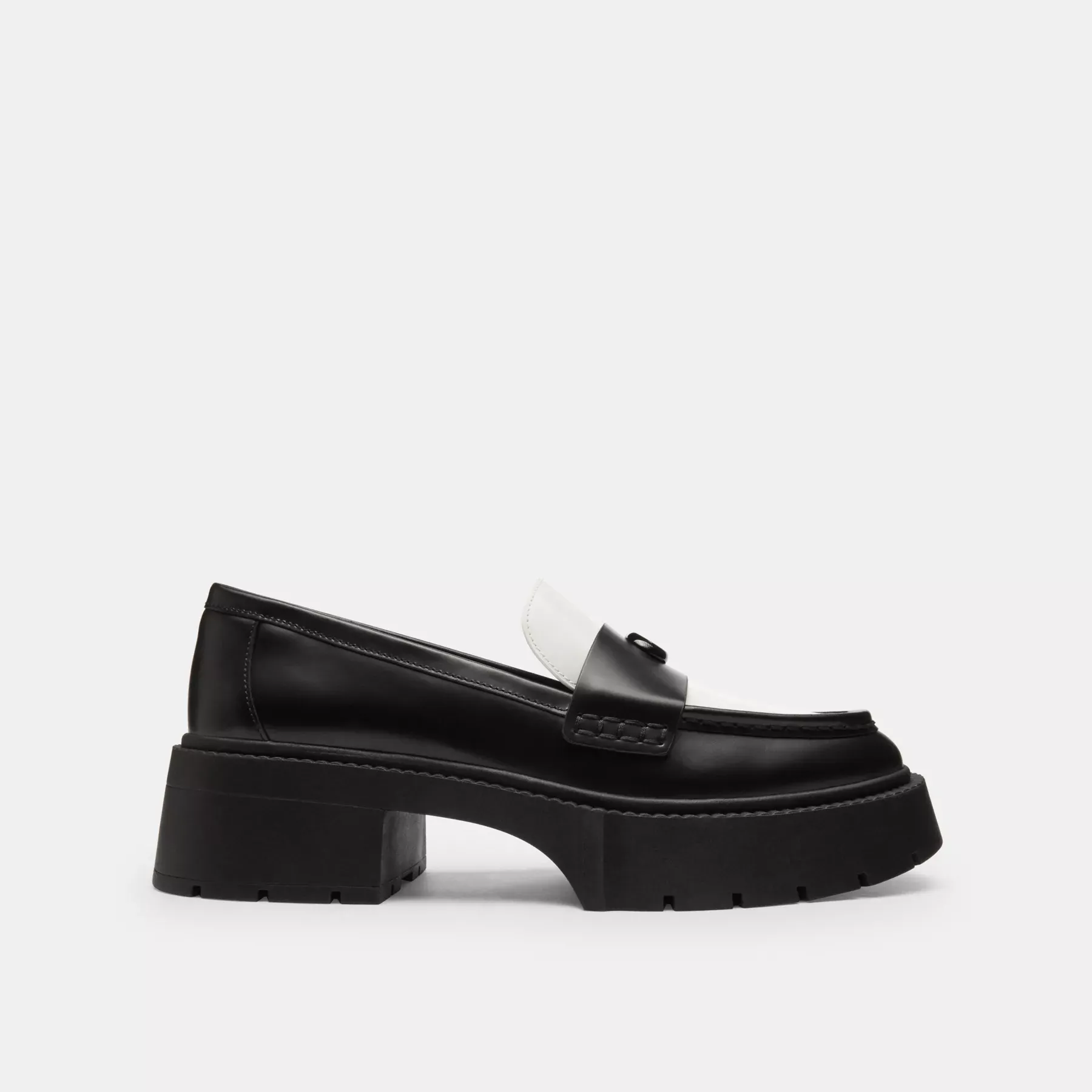 Leah Platform Loafer Black/Optic White