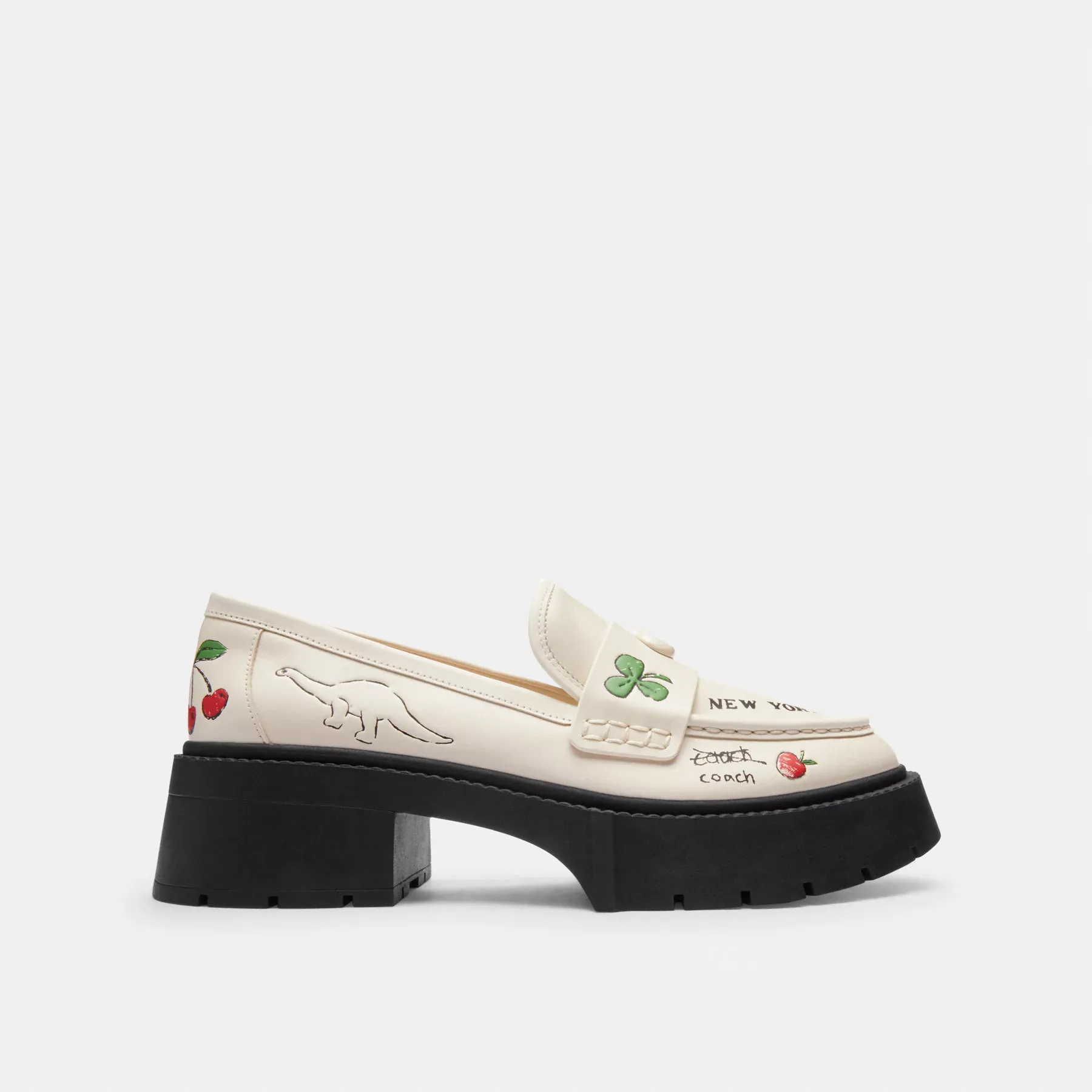 Leah Platform Loafer With Sketch Print Chalk