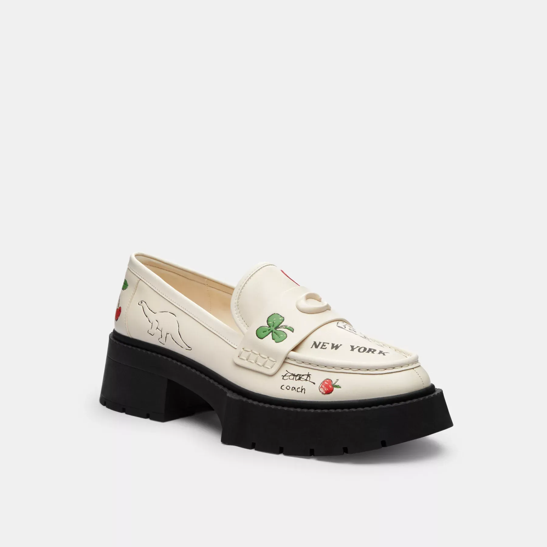 Leah Platform Loafer With Sketch Print Chalk