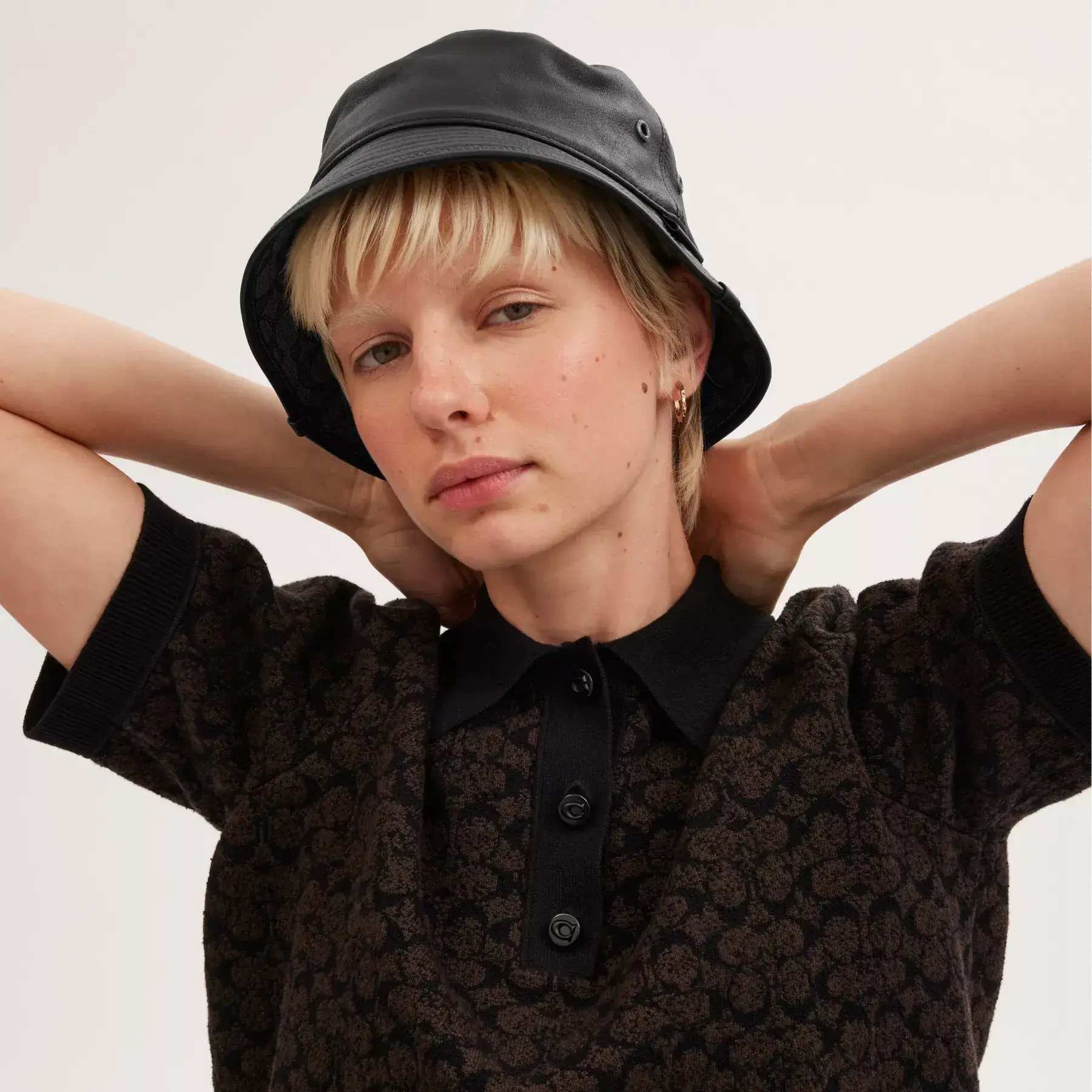 Leather  Bucket Hat Black