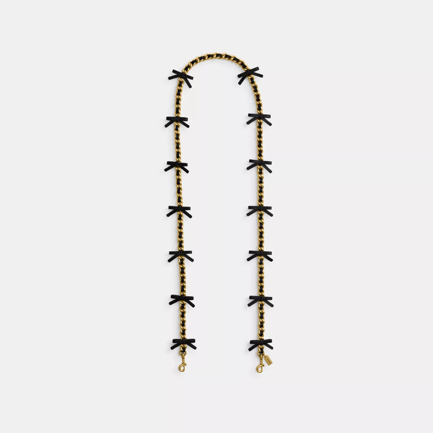 Leather Chain Strap With Bows Black