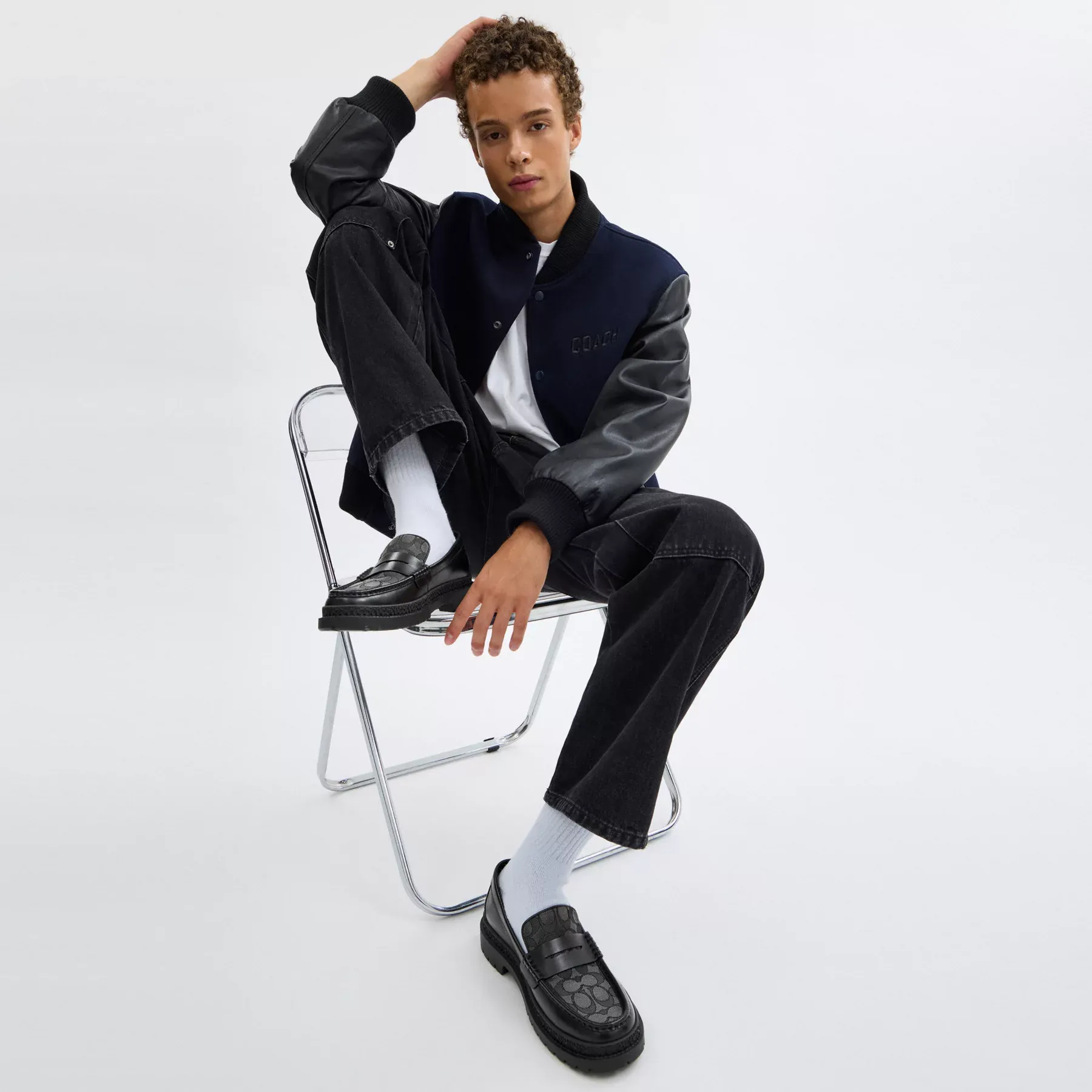 Loafer With Signature Jacquard And Signature Coin Black Loafer With Signature Jacquard And Signature Coin Black