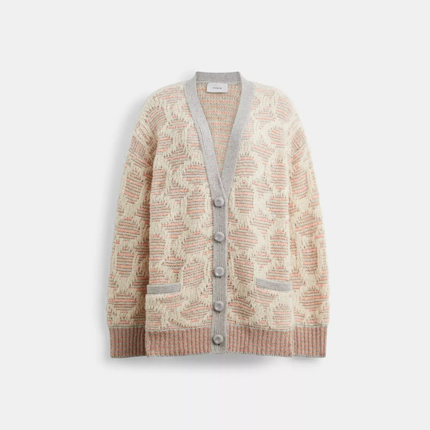 Long Signature Cardigan Pink Multi