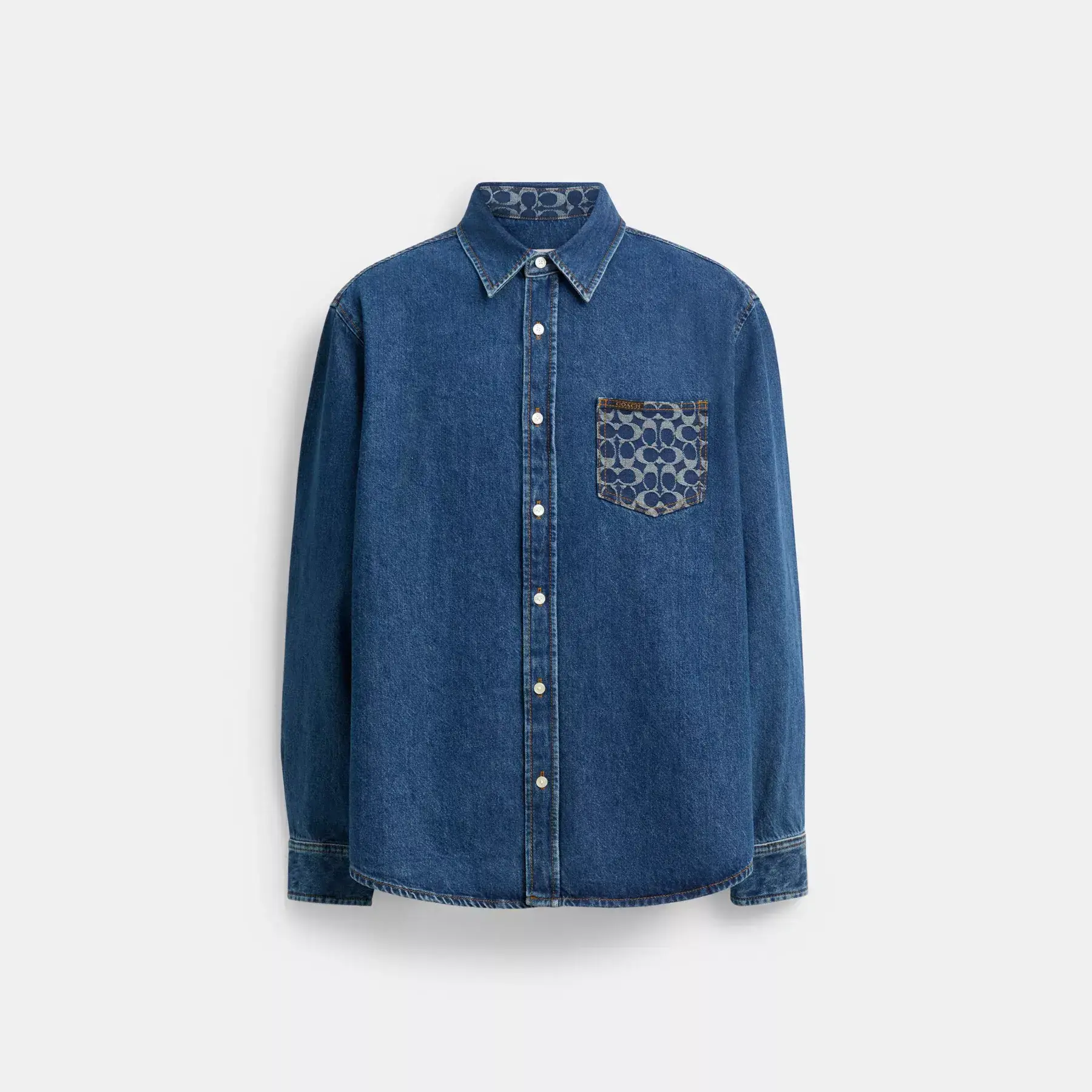 Long Sleeve Denim Shirt Dark Wash
