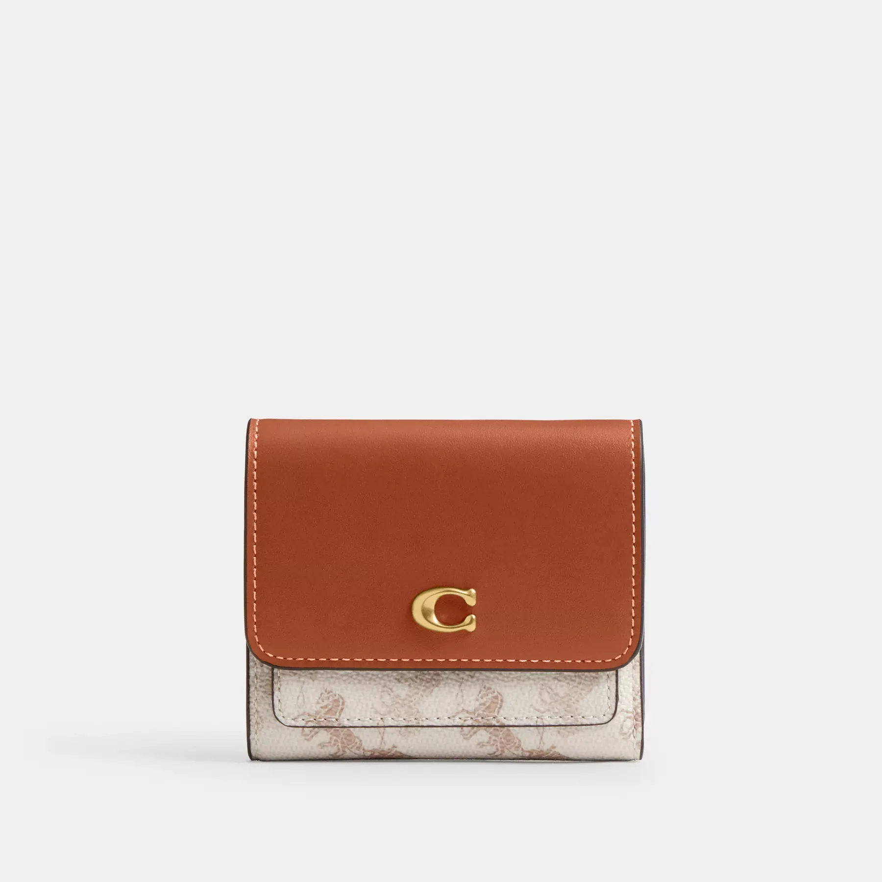 Mila Small Flap Wallet With Horse And Carriage Print Chalk Taupe