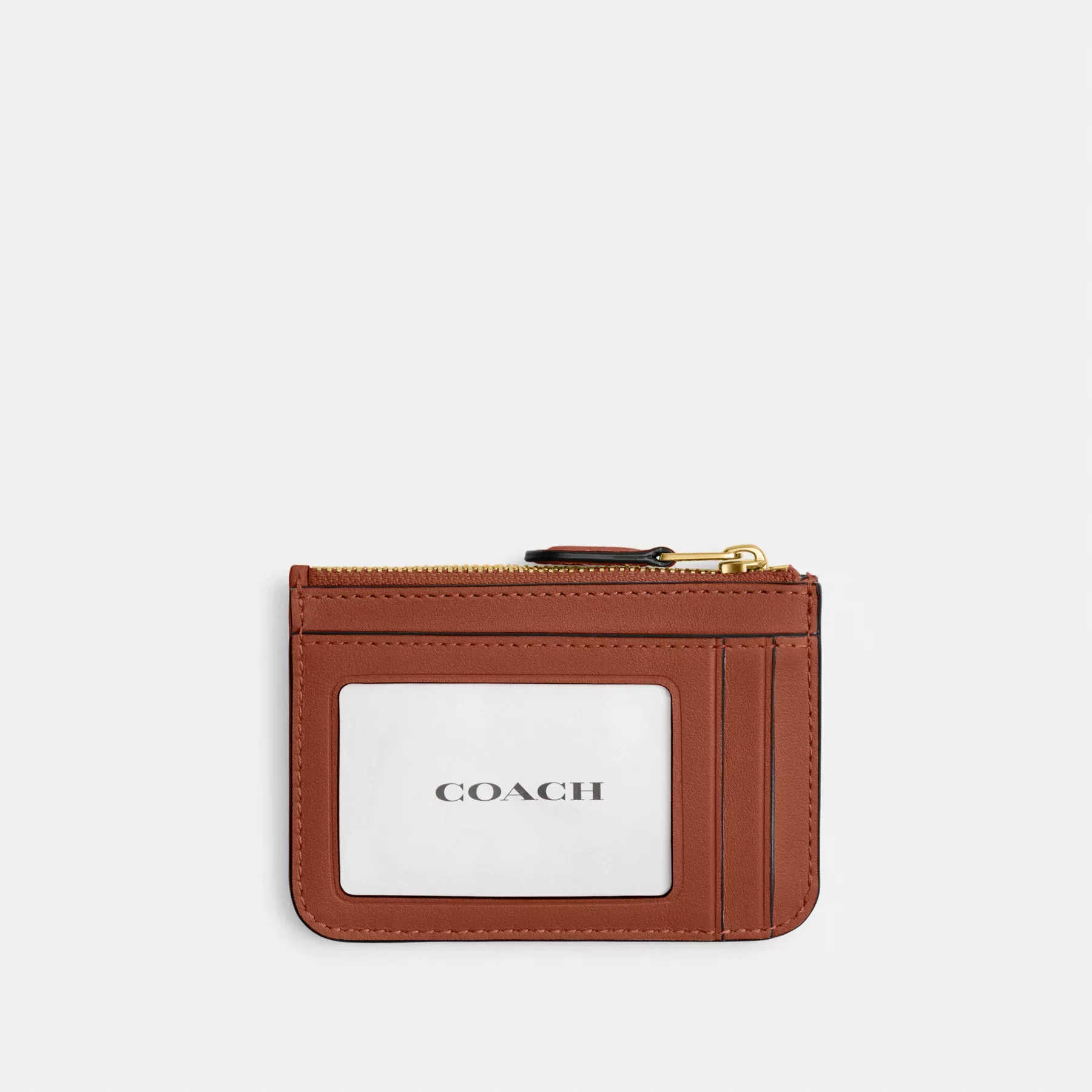 Mini Skinny Id Case In Signature Canvas Tan Caramel