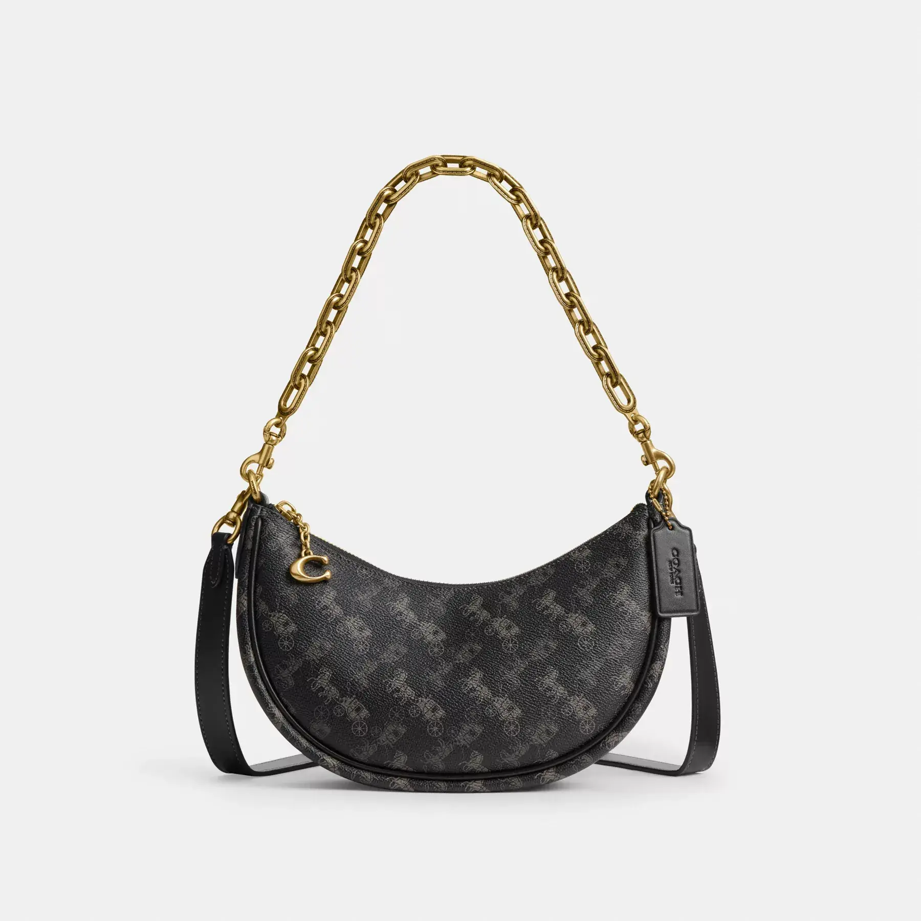 Mira Shoulder Bag With Horse And Carriage Print Truffle Black