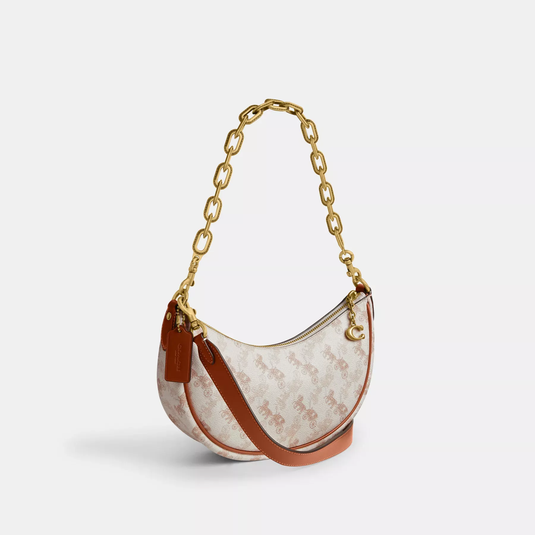 Mira Shoulder Bag With Horse And Carriage Print Chalk Burnished Amber