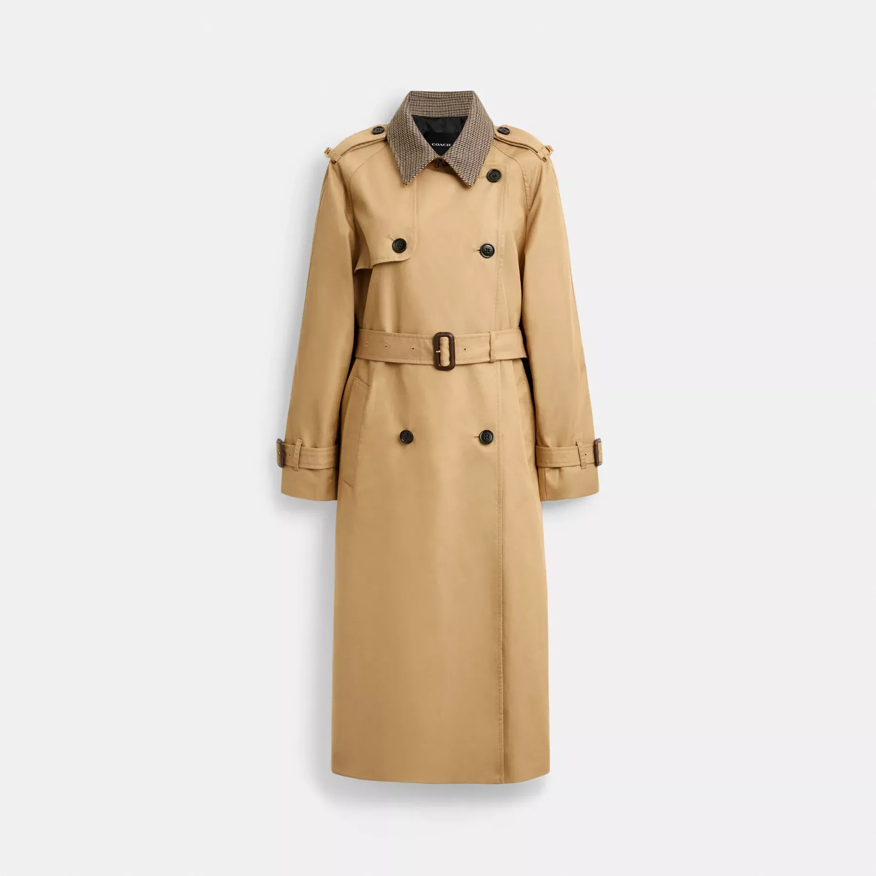 Mixed Material Trench Coat Khaki